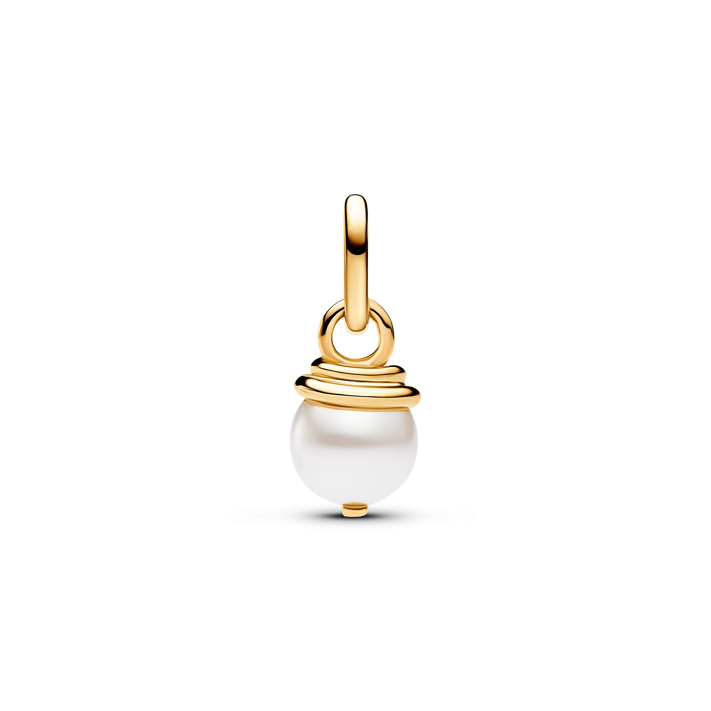 Snake 14K Gold-Plated Mini Dangle With White Lacquered Artificial Pearl And Clear Cubic Zirconia