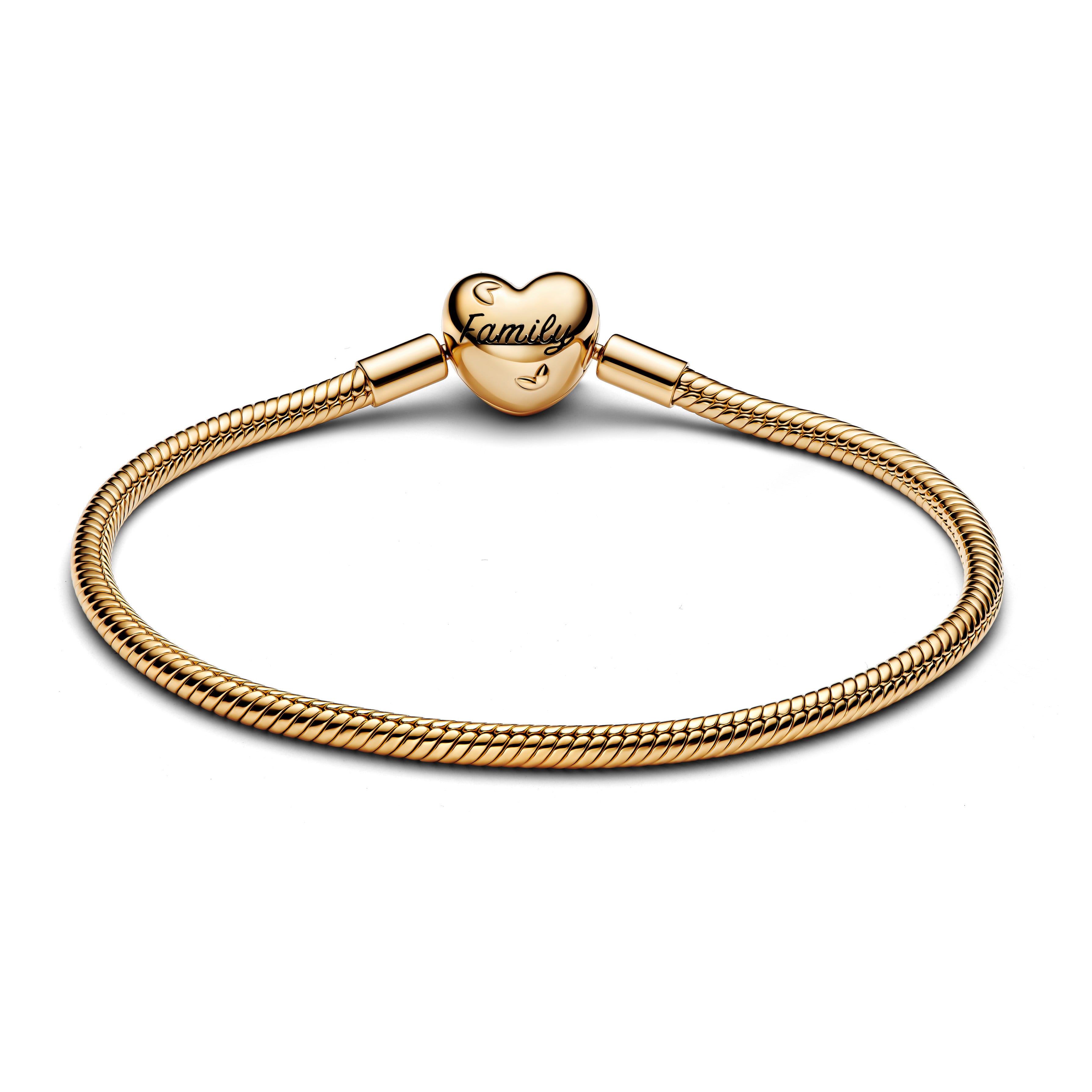 Snake Chain 14K Gold-Plated Bracelet And Heart Clasp With Clear Cubic Zirconia And Black Enamel