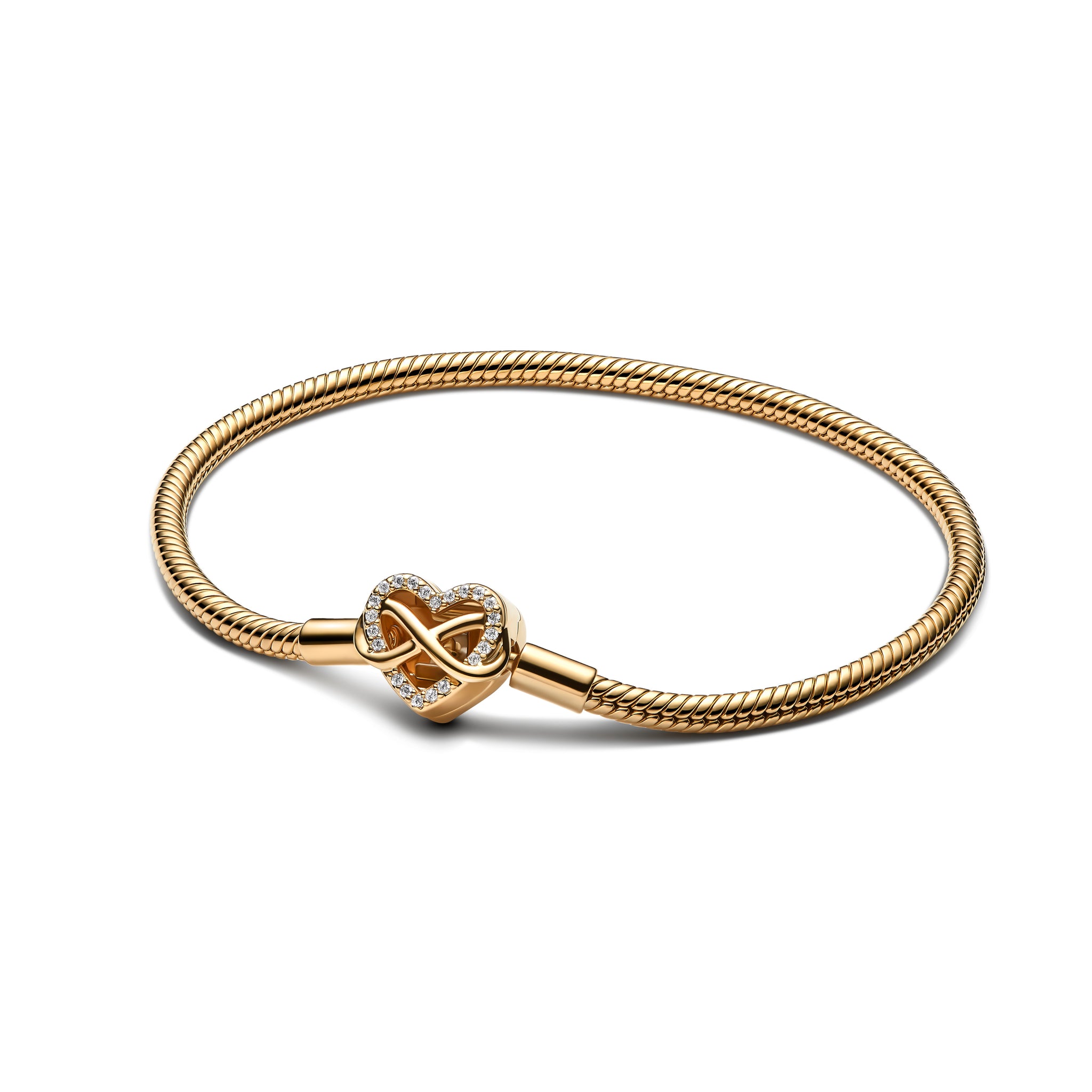 Snake Chain 14K Gold-Plated Bracelet With Clear Cubic Zirconia