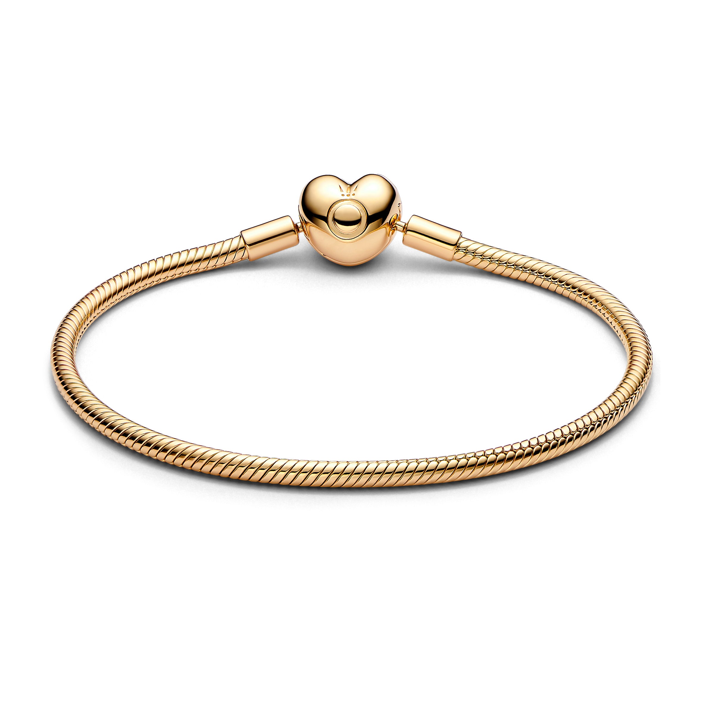 Snake Chain 14K Gold-Plated Bracelet With Heart Clasp