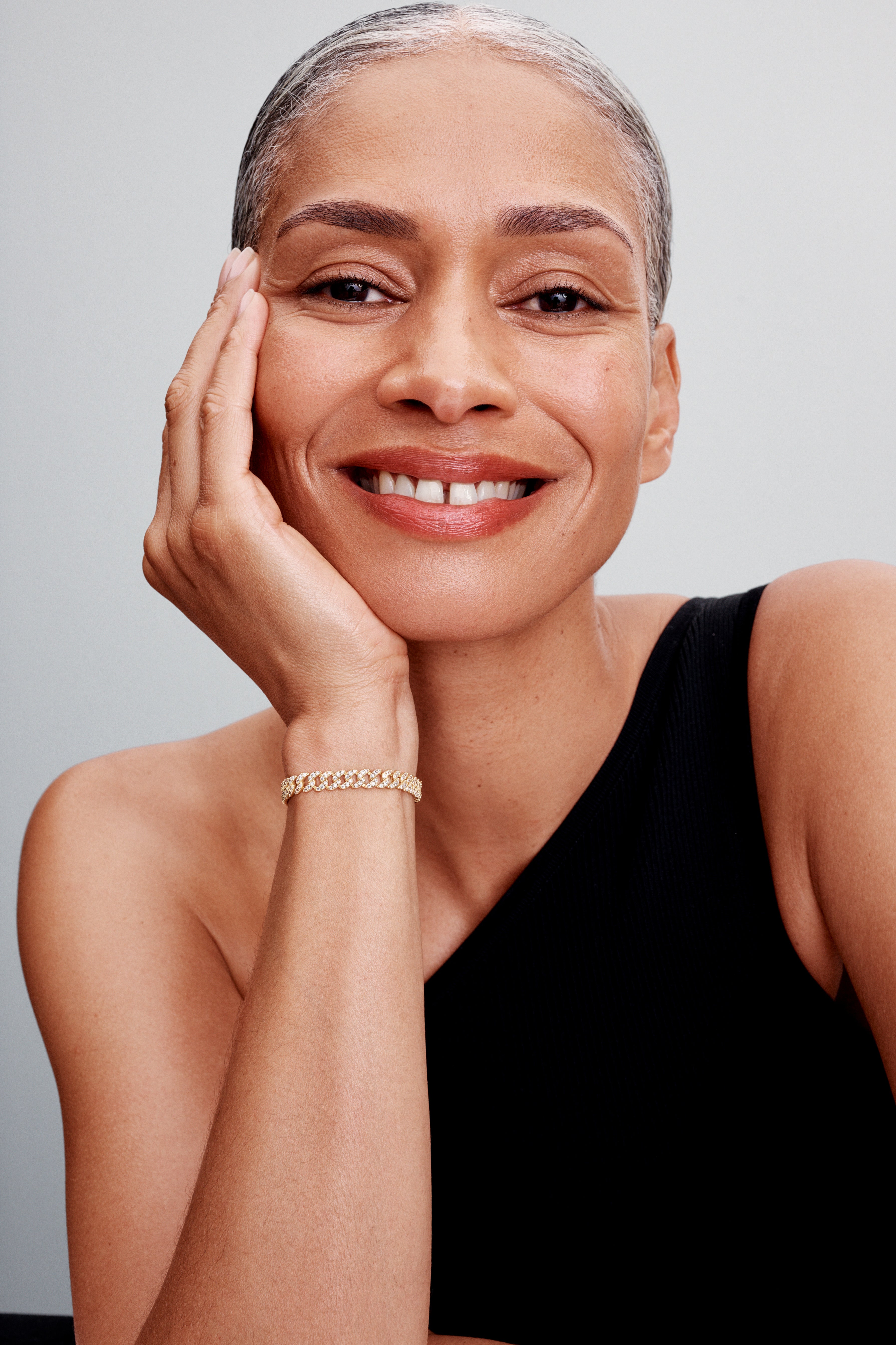 Snake Chain 14K Gold-Plated Sliding Bracelet With Clear Cubic Zirconia