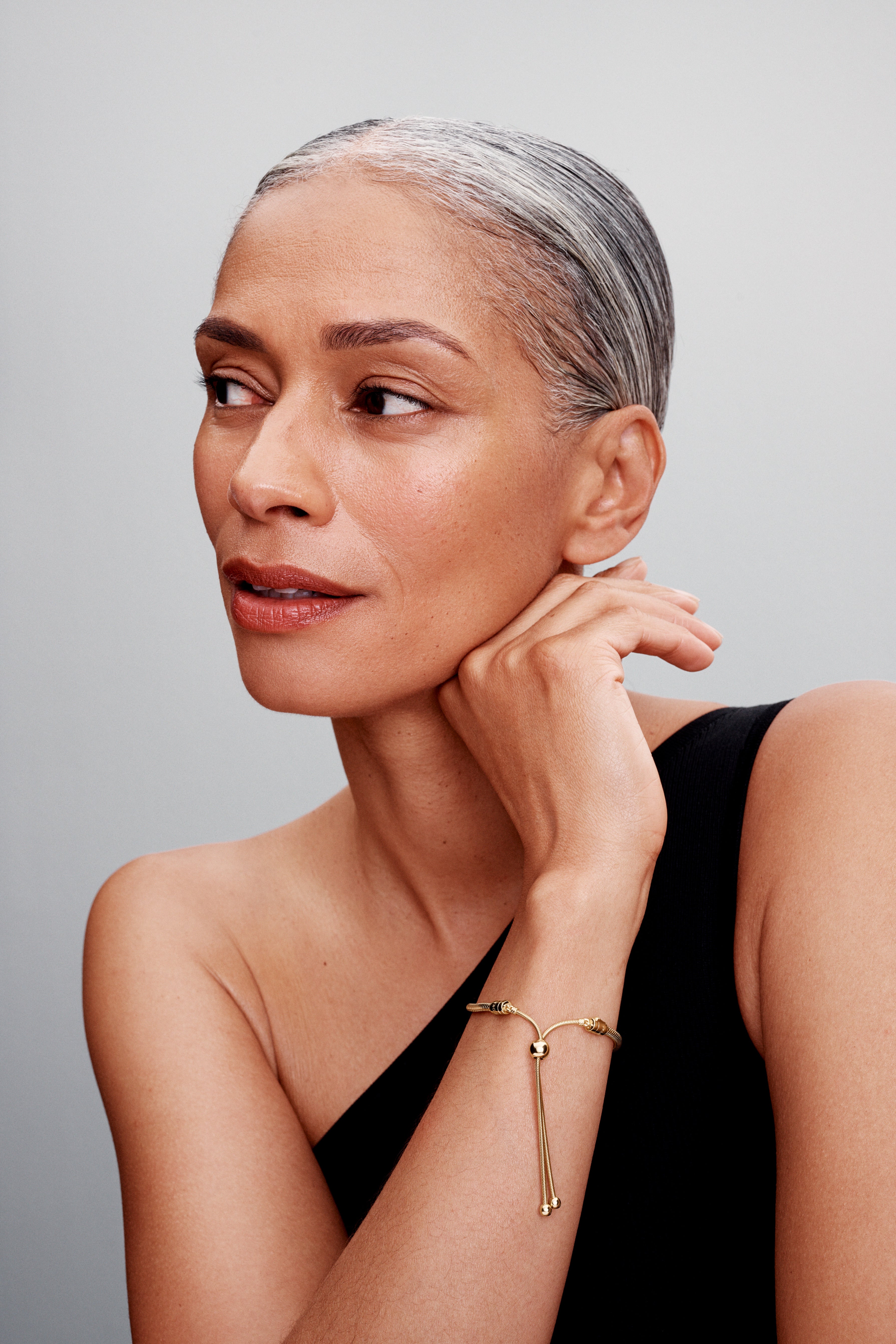 Snake Chain 14K Gold-Plated Sliding Bracelet With Clear Cubic Zirconia