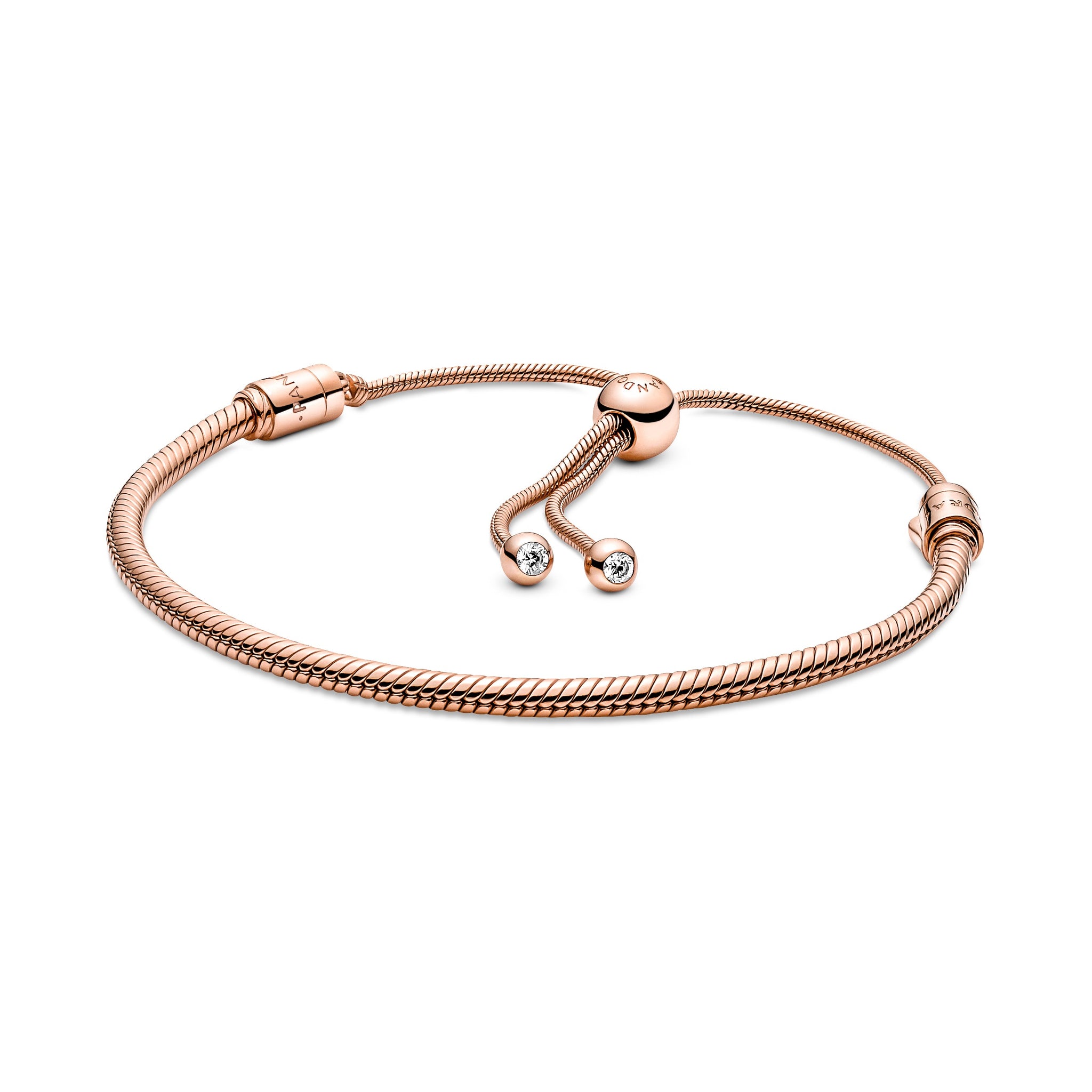 Snake Chain 14K Rose Gold-Plated Bracelet With Clear Cubic Zirconia