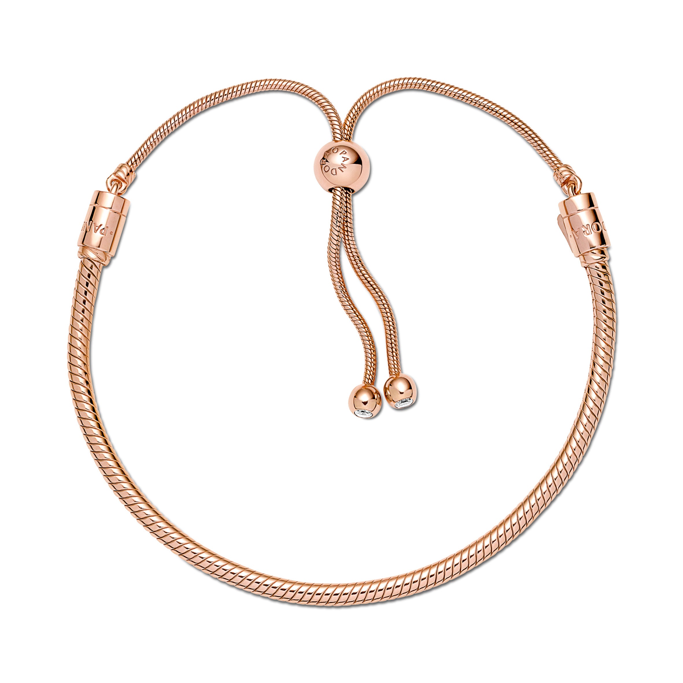 Snake Chain 14K Rose Gold-Plated Bracelet With Clear Cubic Zirconia