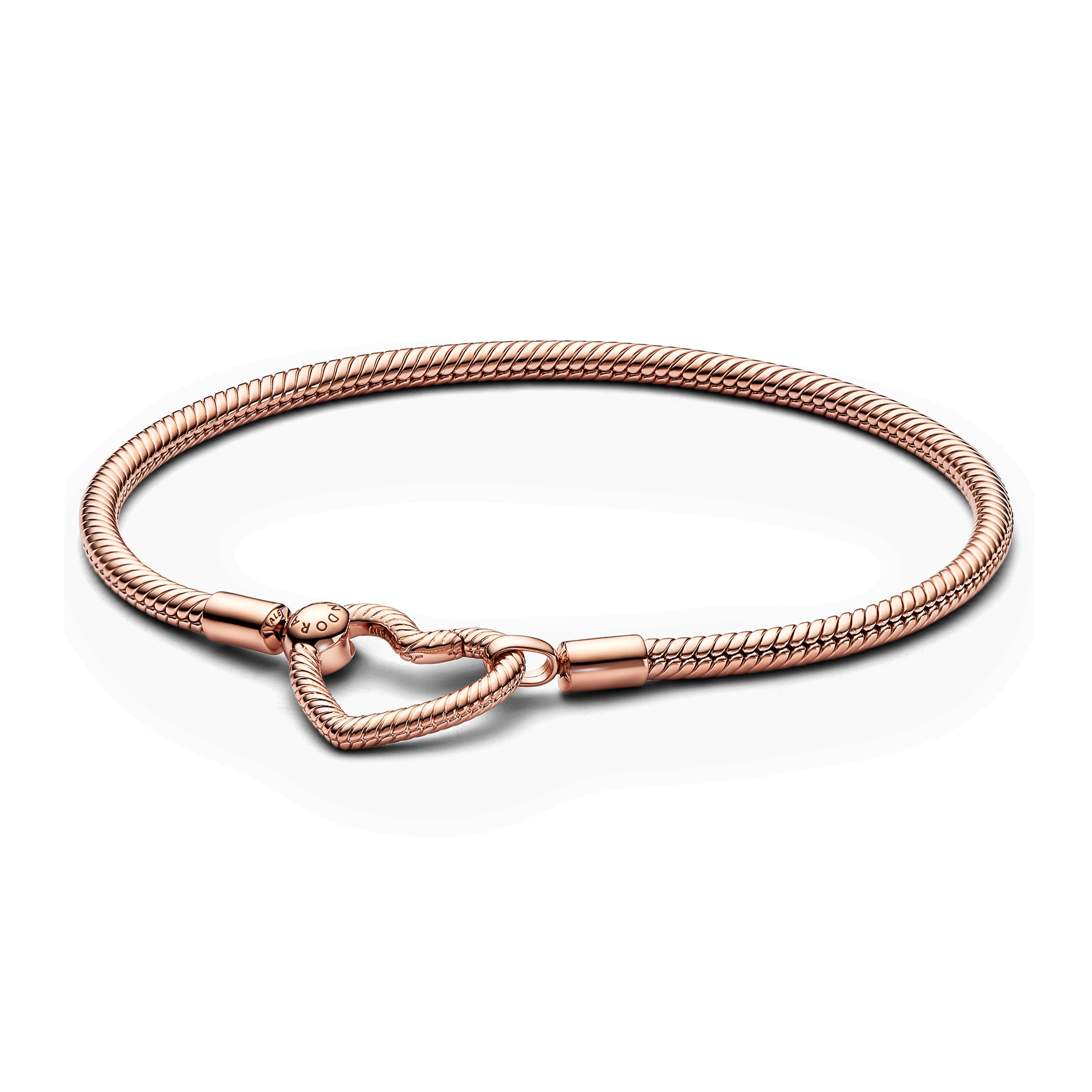 Snake Chain 14K Rose Gold-Plated Bracelet With Heart Clasp