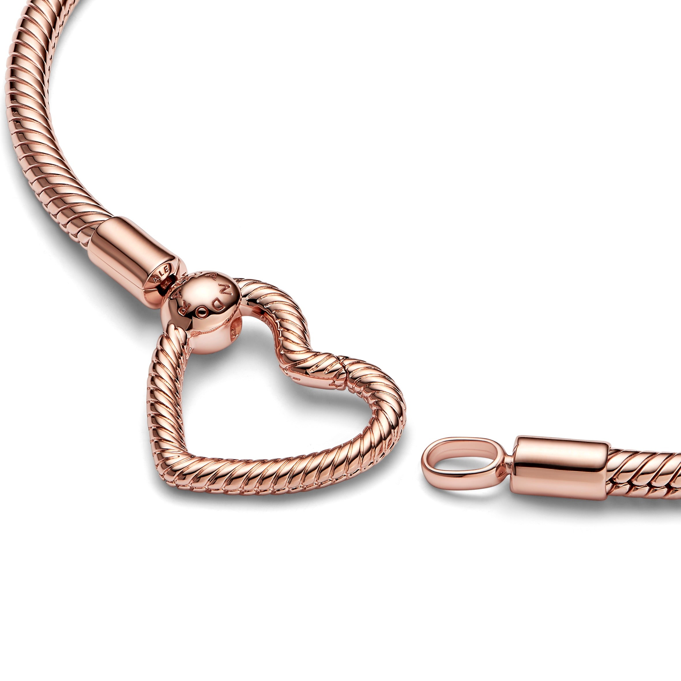 Snake Chain 14K Rose Gold-Plated Bracelet With Heart Clasp