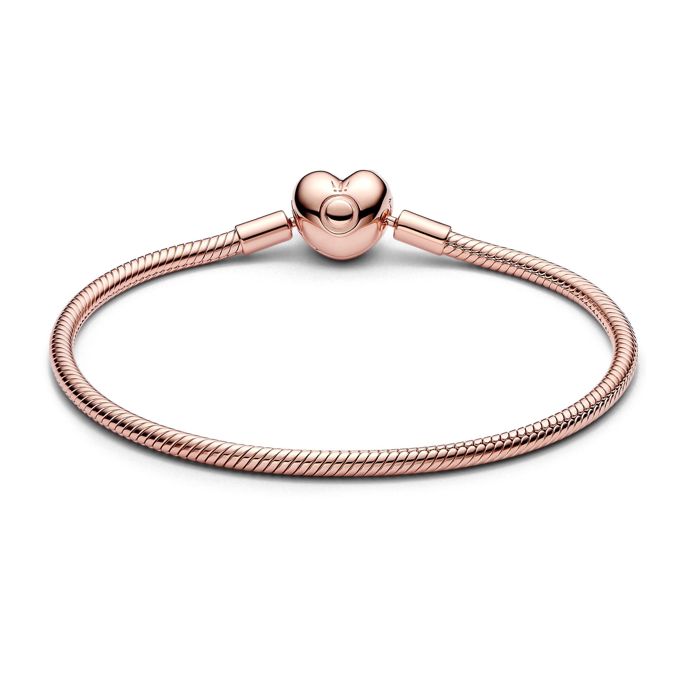 Snake Chain 14K Rose Gold-Plated Bracelet With Heart Clasp