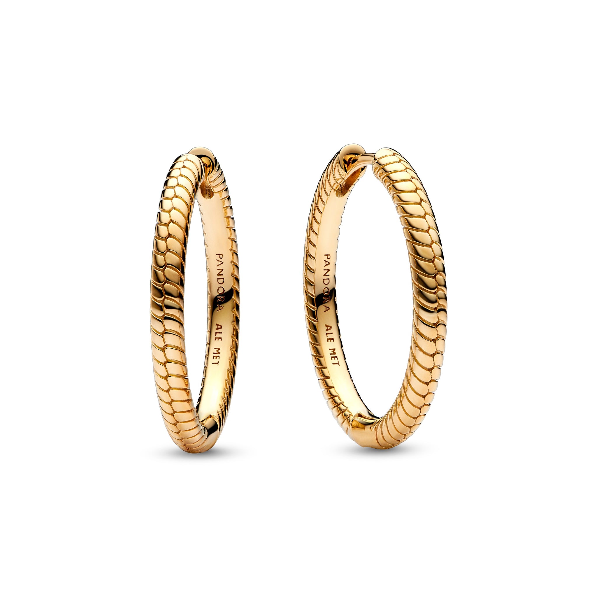 Snake Chain Pattern 14K Gold-Plated Hoop Earrings