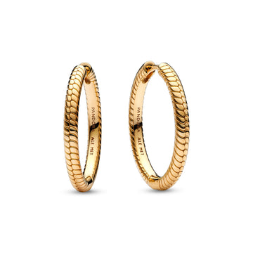 Snake Chain Pattern 14K Gold-Plated Hoop Earrings