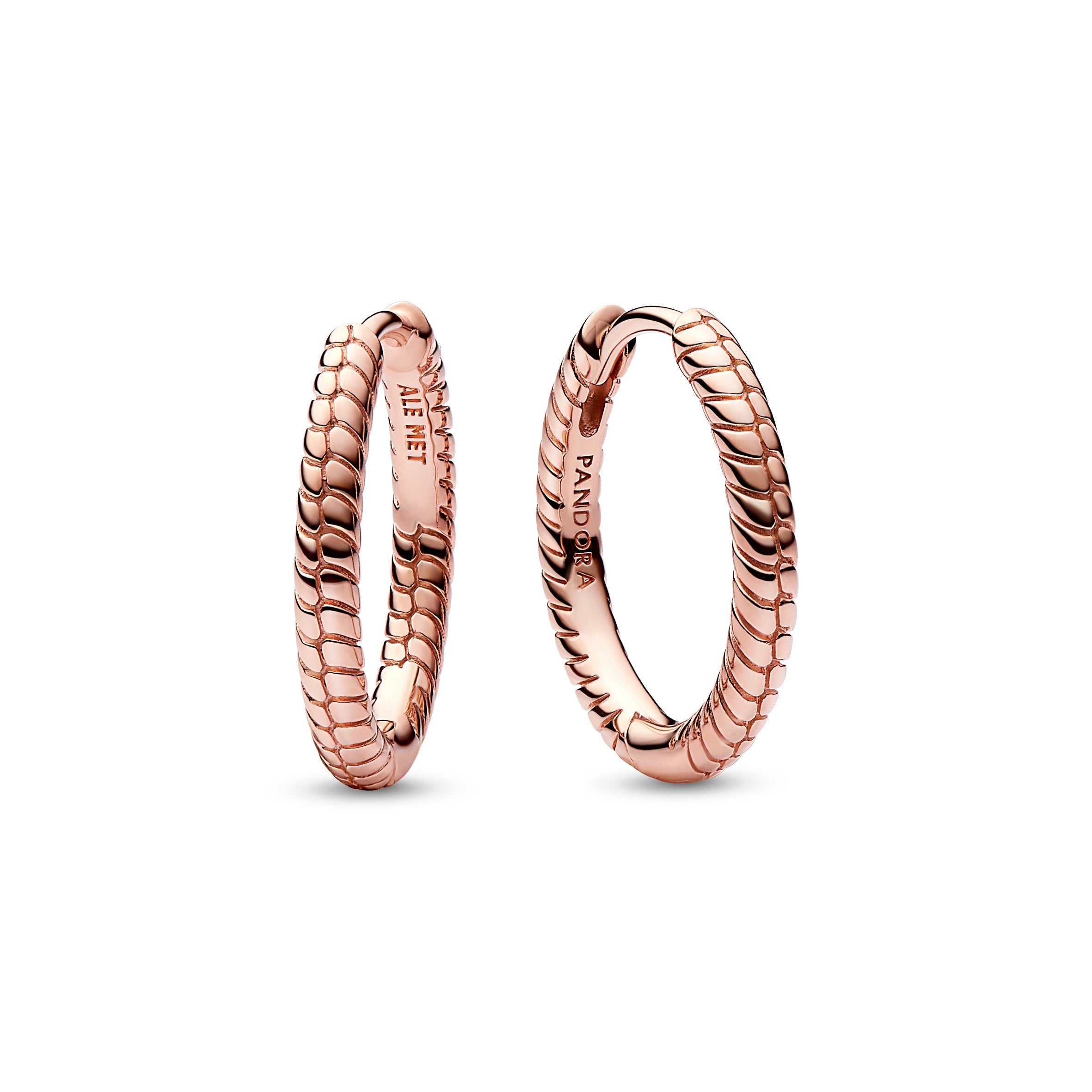 Snake Chain Pattern 14K Rose Gold-Plated Hoop Earrings