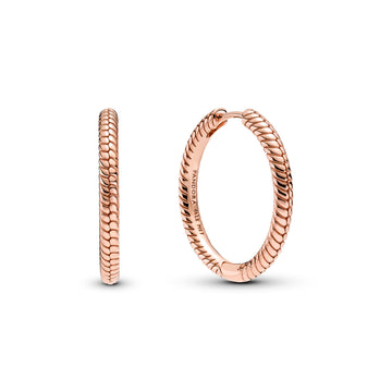 Snake Chain Pattern 14K Rose Gold-Plated Hoop Earrings