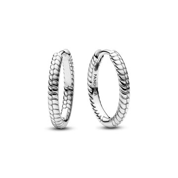 Snake Chain Pattern Sterling Silver Hoop Earrings