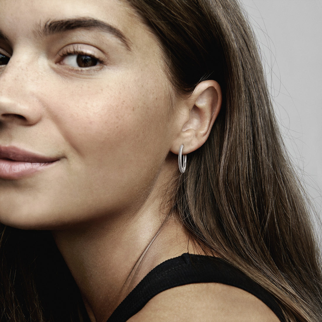 Snake Chain Pattern Sterling Silver Hoop Earrings