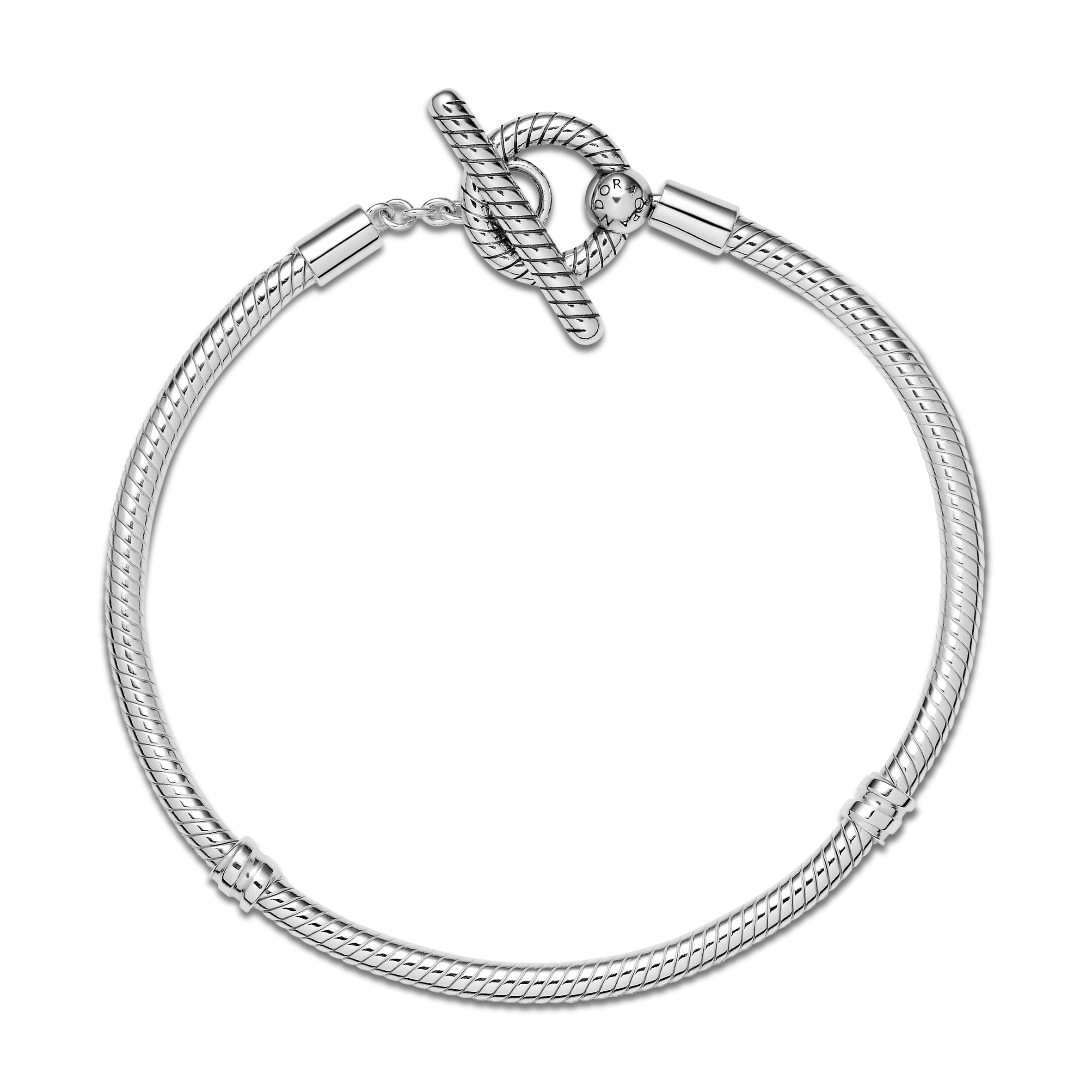 Snake Chain Sterling Silver T-Bar Bracelet