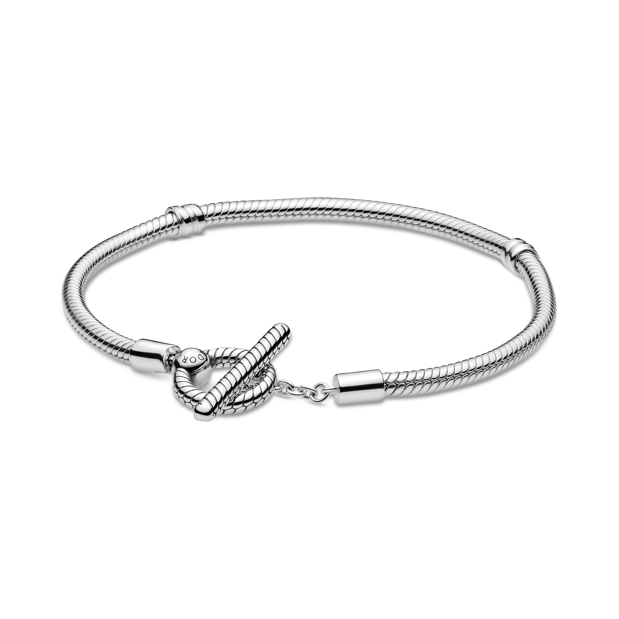 Snake Chain Sterling Silver T-Bar Bracelet
