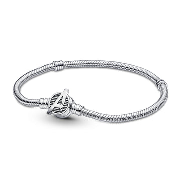 Snake Chain Sterling Silver Bracelet With Marvel The Avengers Logo Clasp