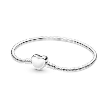 Snake Chain Sterling Silver Bracelet With Engravable Heart Clasp