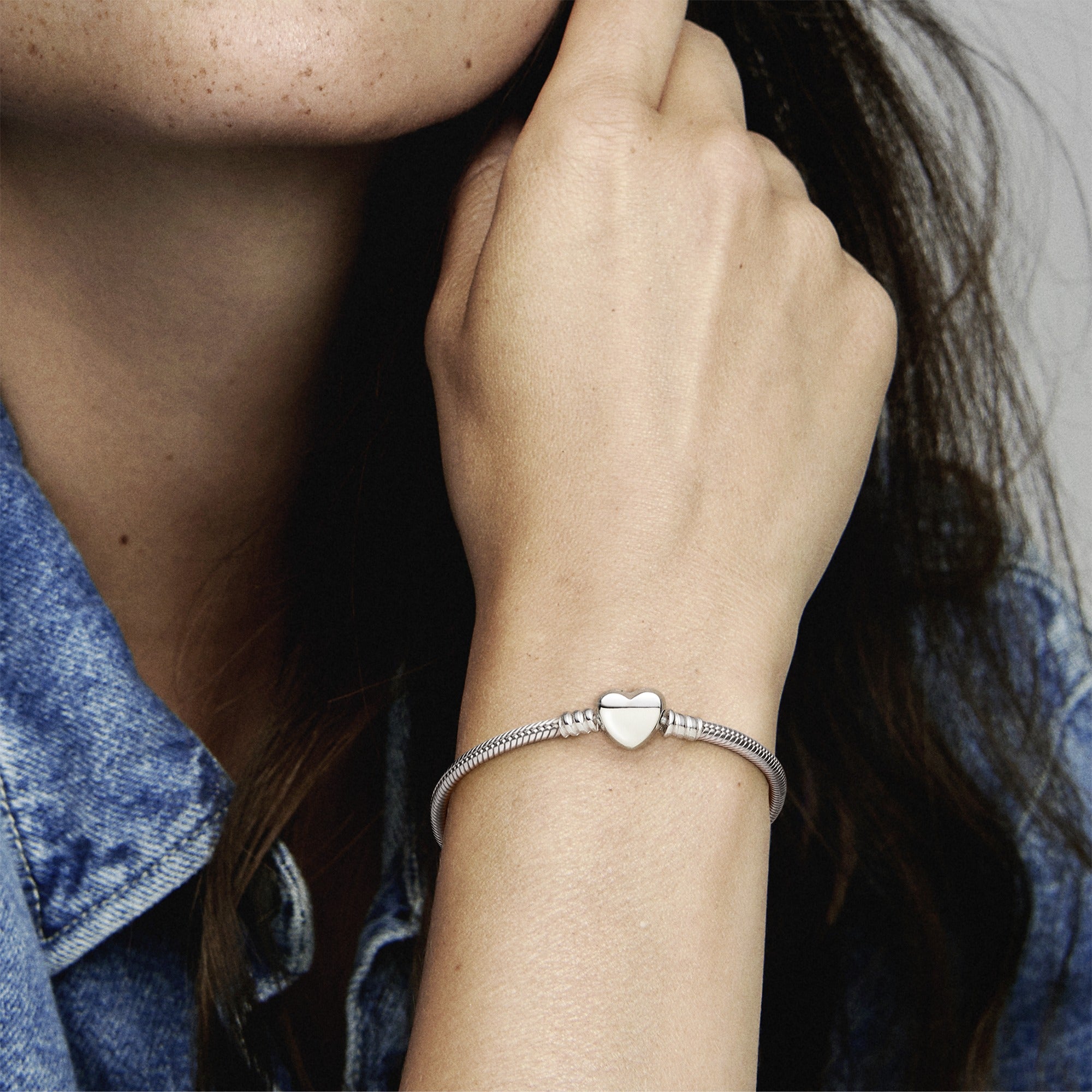 Snake Chain Sterling Silver Bracelet With Engravable Heart Clasp