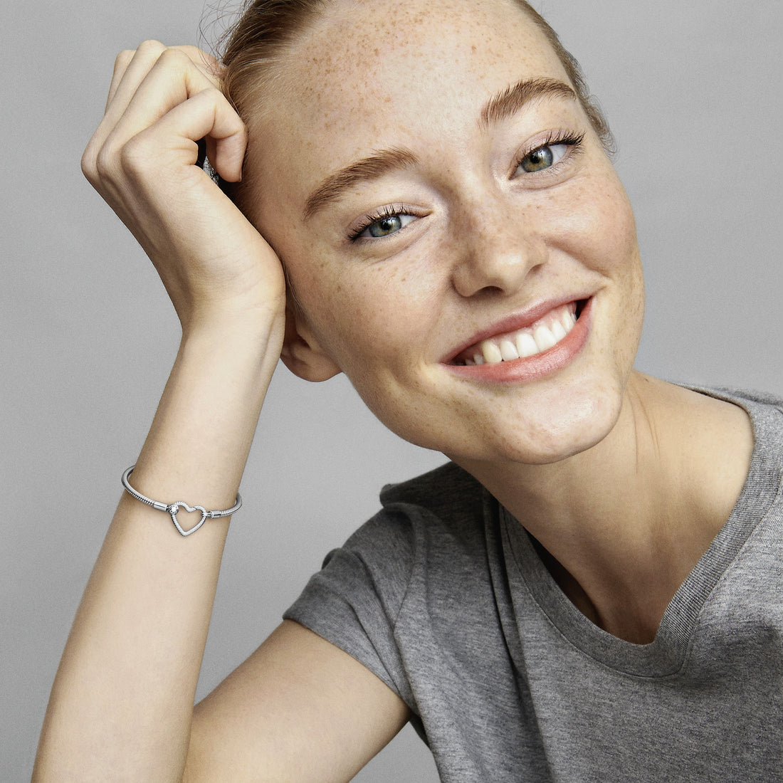 Snake Chain Sterling Silver Bracelet With Heart Clasp