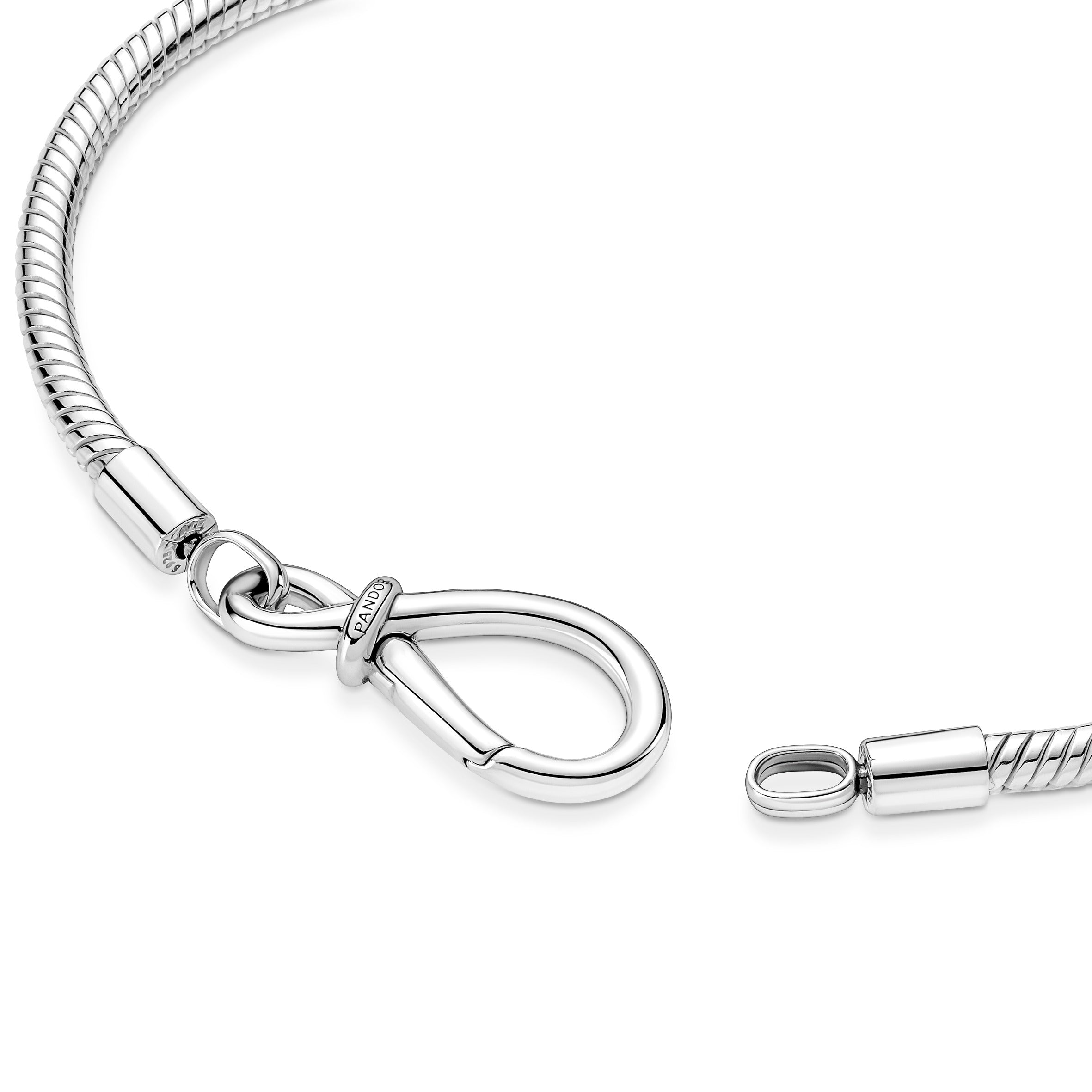 Snake Chain Sterling Silver Bracelet With Infinity Clasp