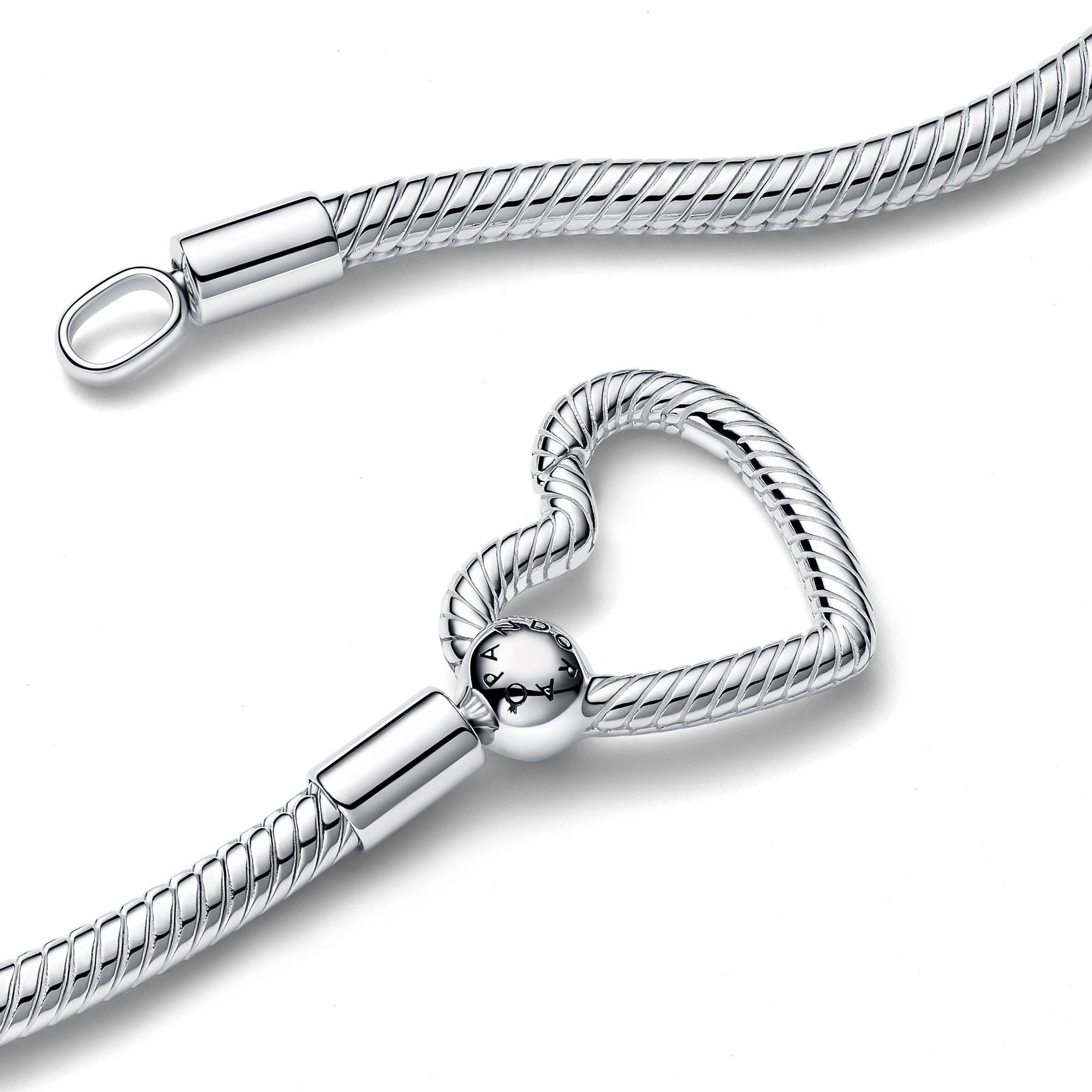 Snake Chain Sterling Silver Necklace With Heart Clasp