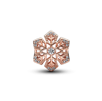 Snowflake 14K Rose Gold-Plated Charm With Clear Cubic Zirconia