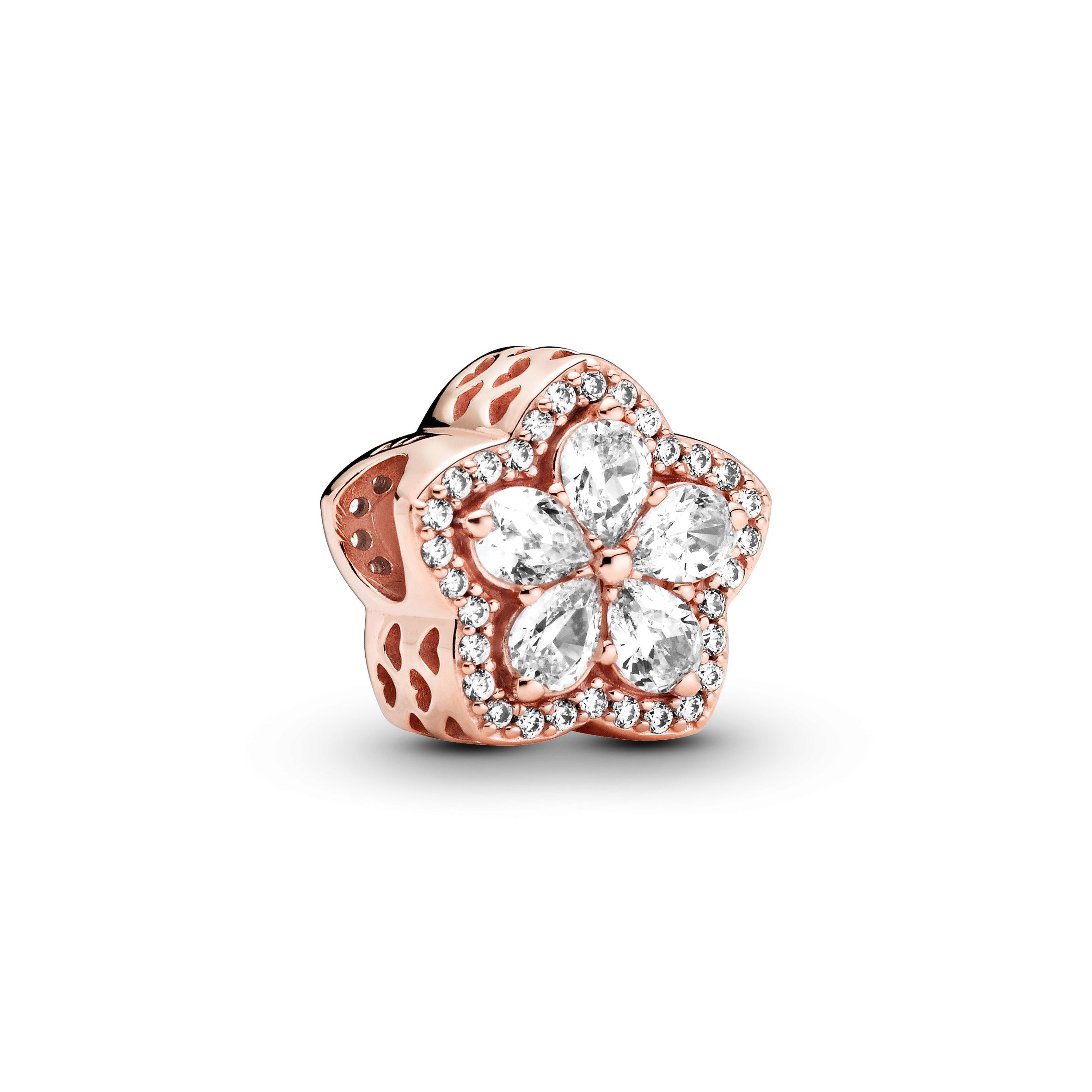 Snowflake 14K Rose Gold-Plated Charm With Clear Cubic Zirconia