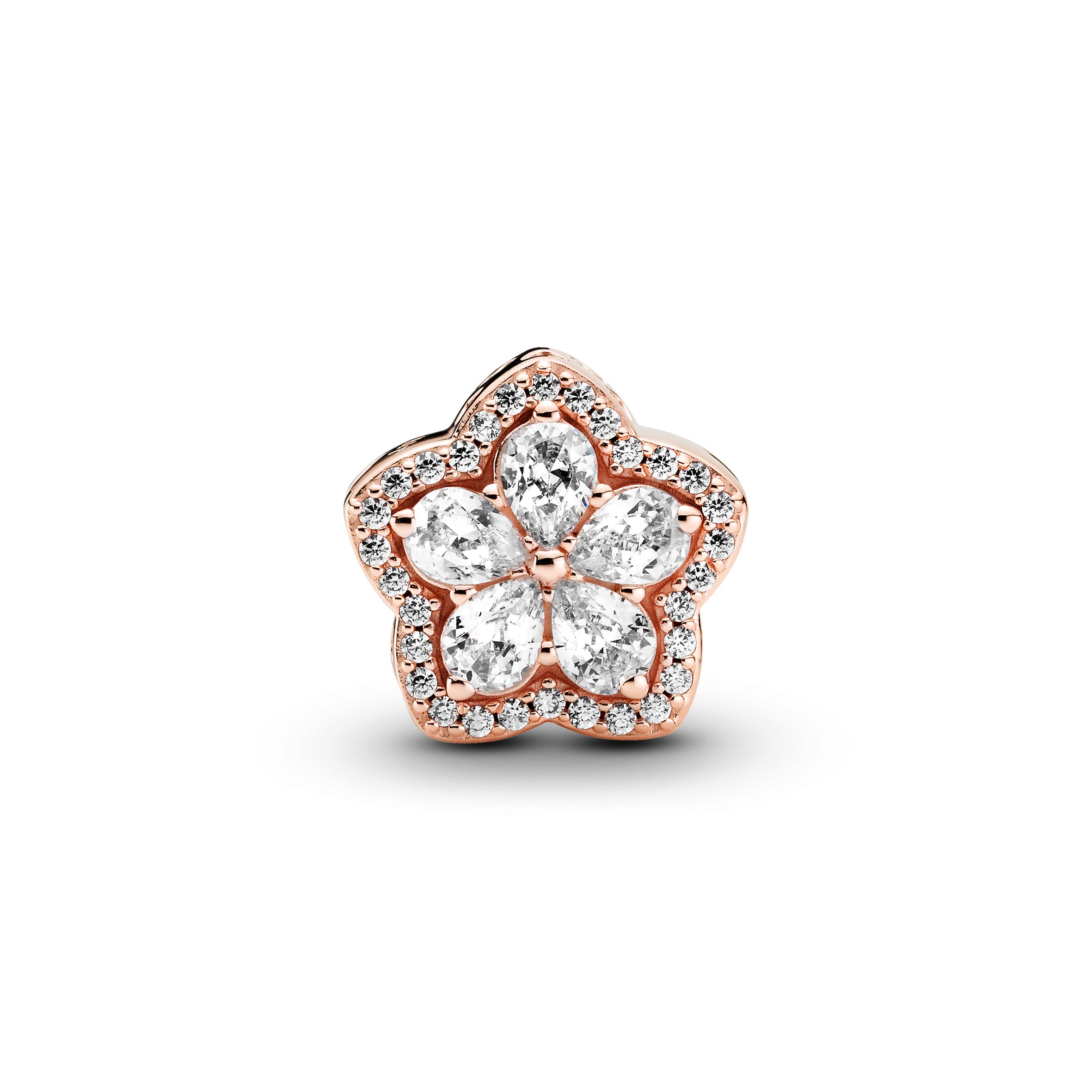 Snowflake 14K Rose Gold-Plated Charm With Clear Cubic Zirconia