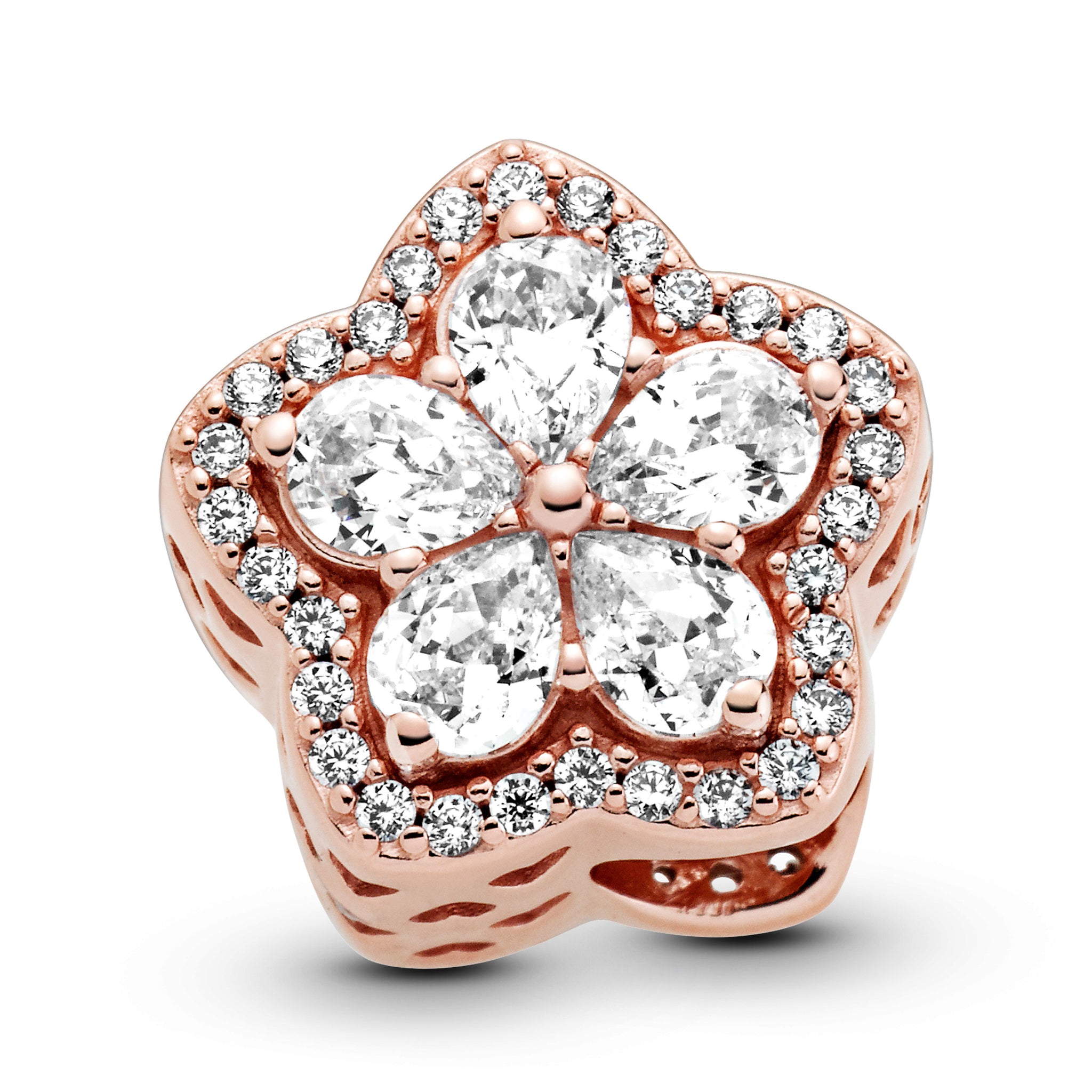 Snowflake 14K Rose Gold-Plated Charm With Clear Cubic Zirconia