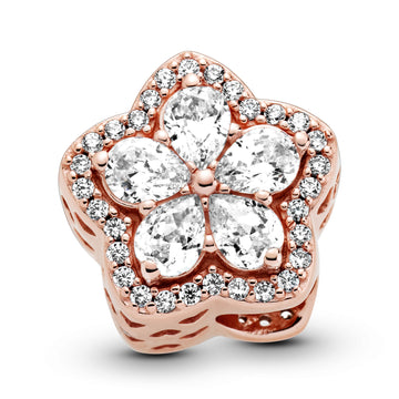 Snowflake 14K Rose Gold-Plated Charm With Clear Cubic Zirconia