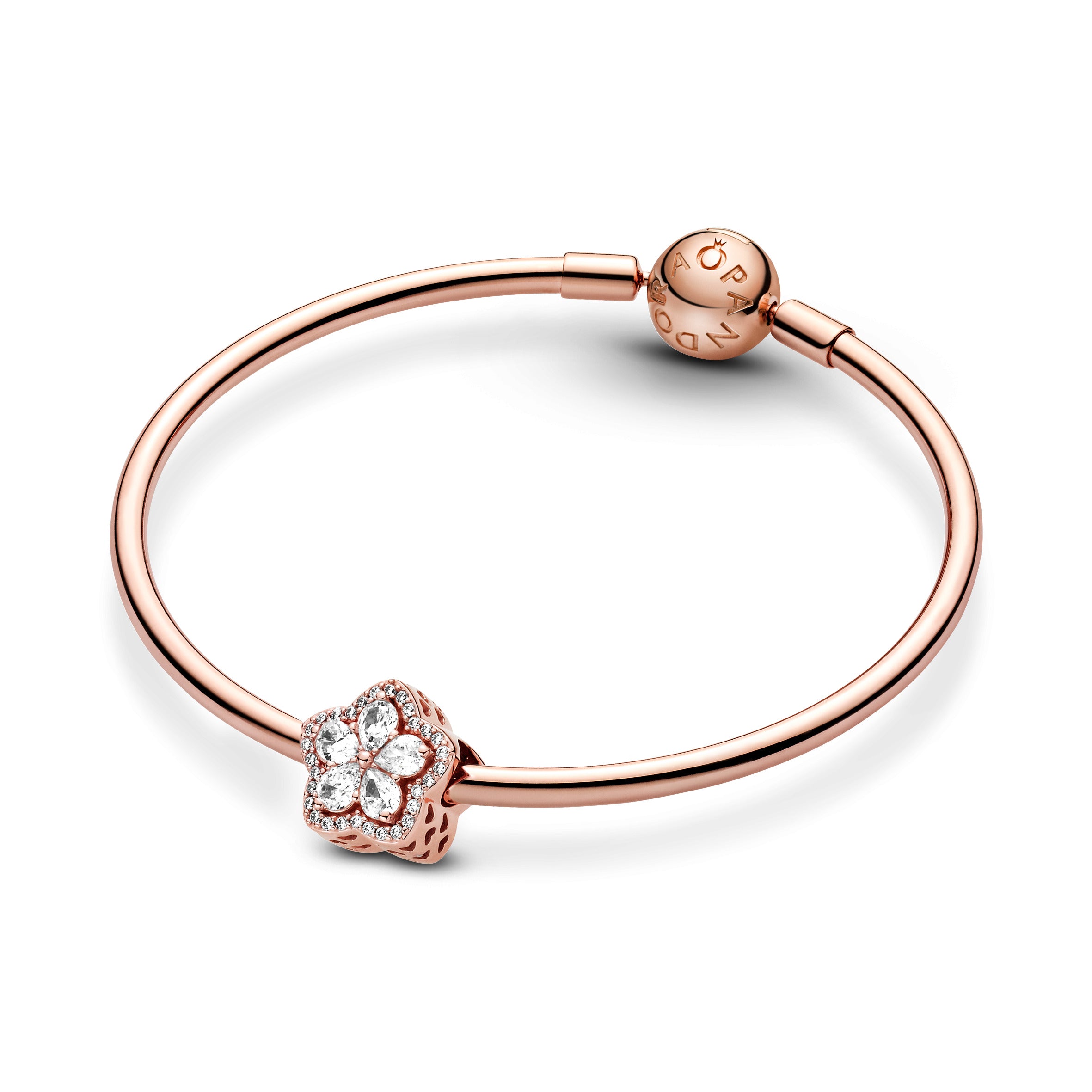 Snowflake 14K Rose Gold-Plated Charm With Clear Cubic Zirconia