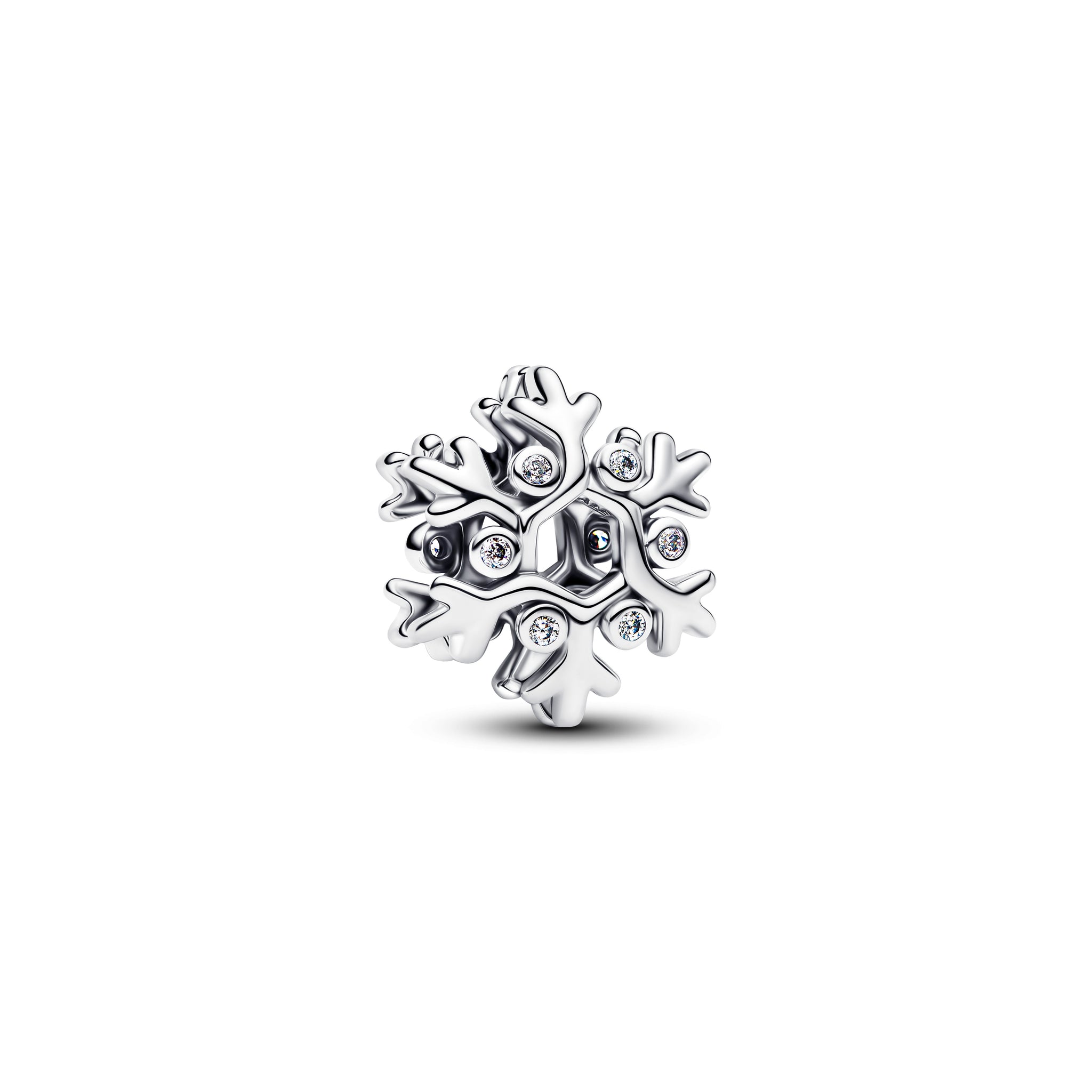 Snowflake Sterling Silver Charm With Clear Cubic Zirconia