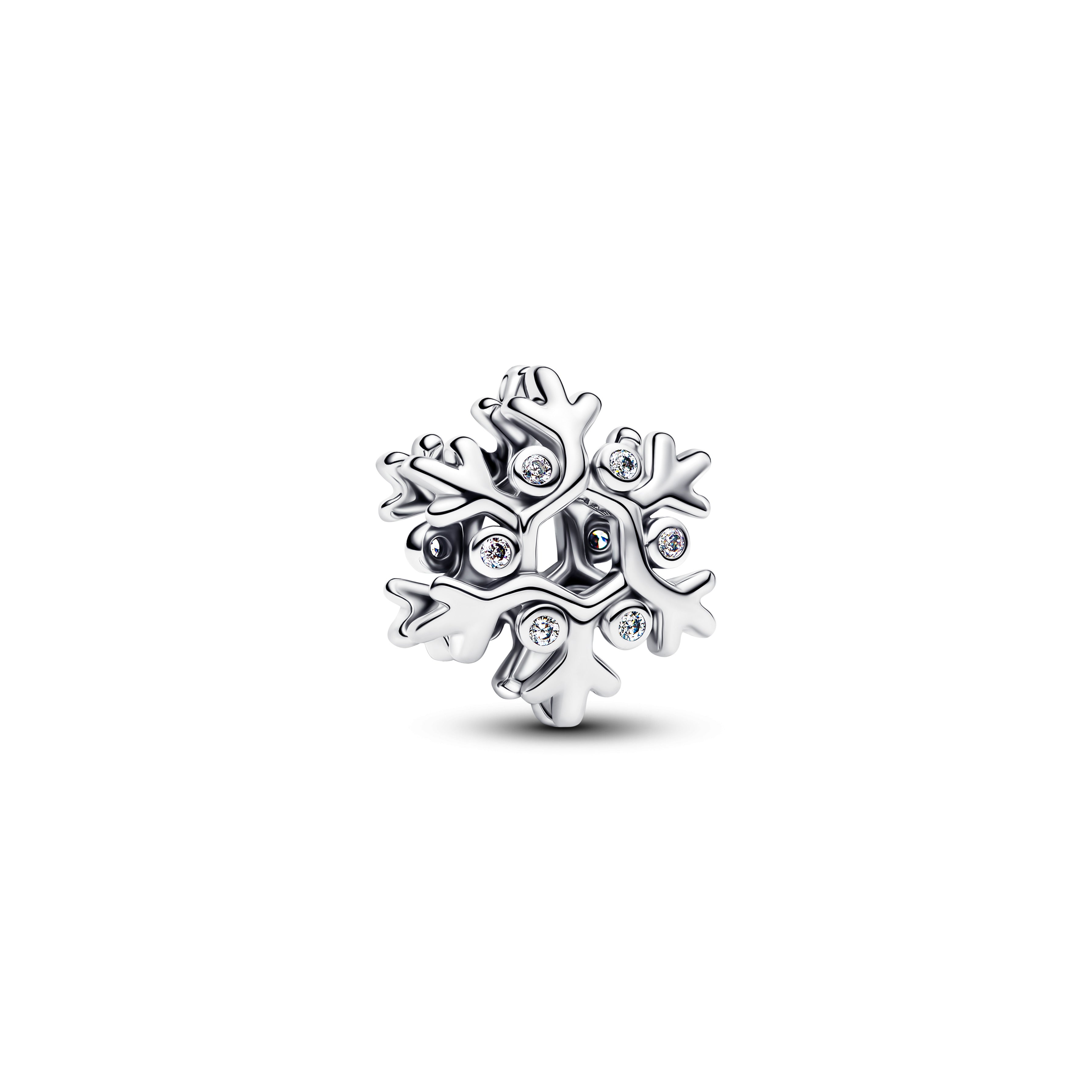 Snowflake Sterling Silver Charm With Clear Cubic Zirconia
