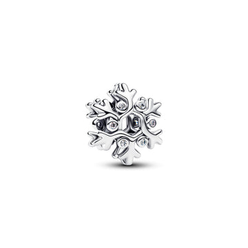 Snowflake Sterling Silver Charm With Clear Cubic Zirconia