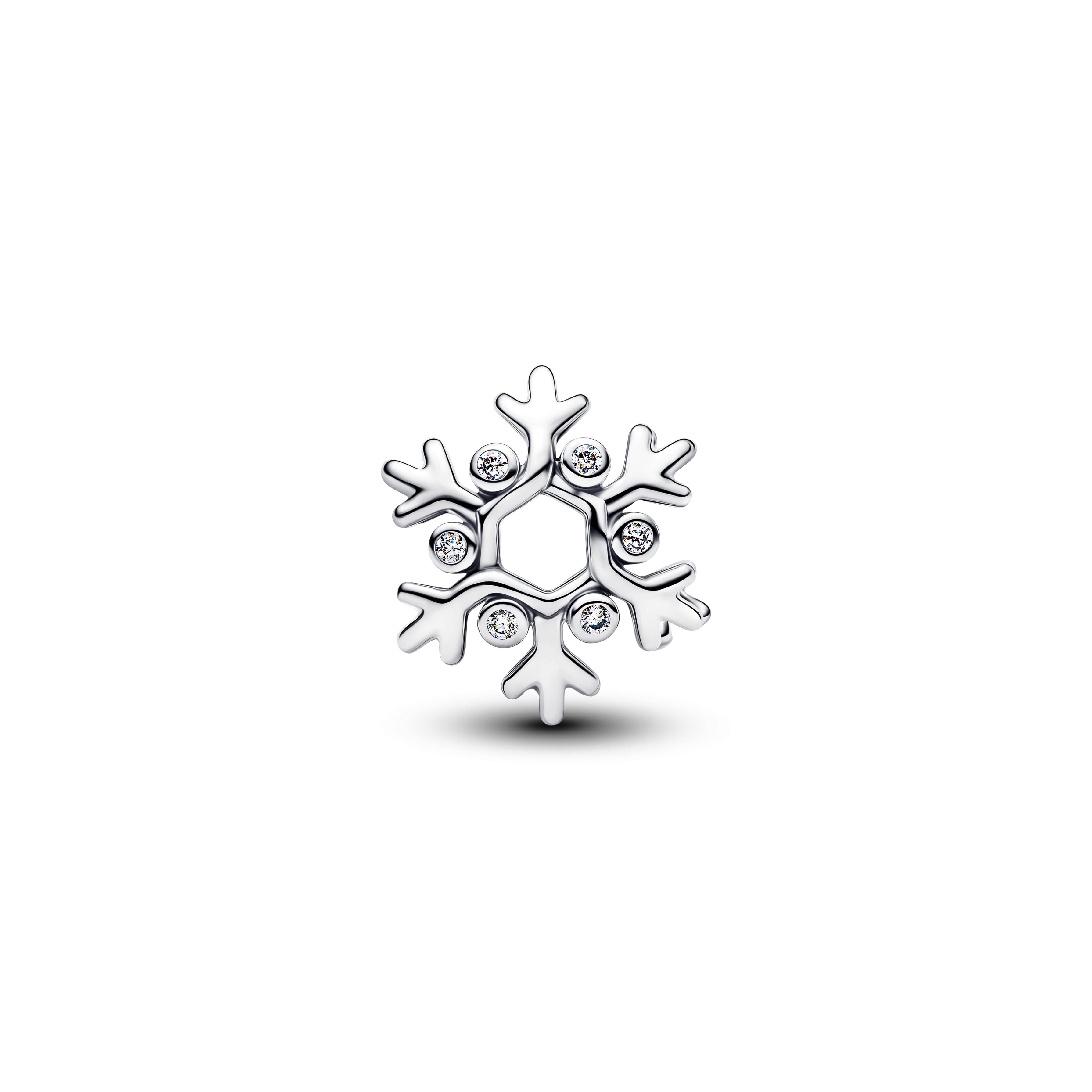 Snowflake Sterling Silver Charm With Clear Cubic Zirconia