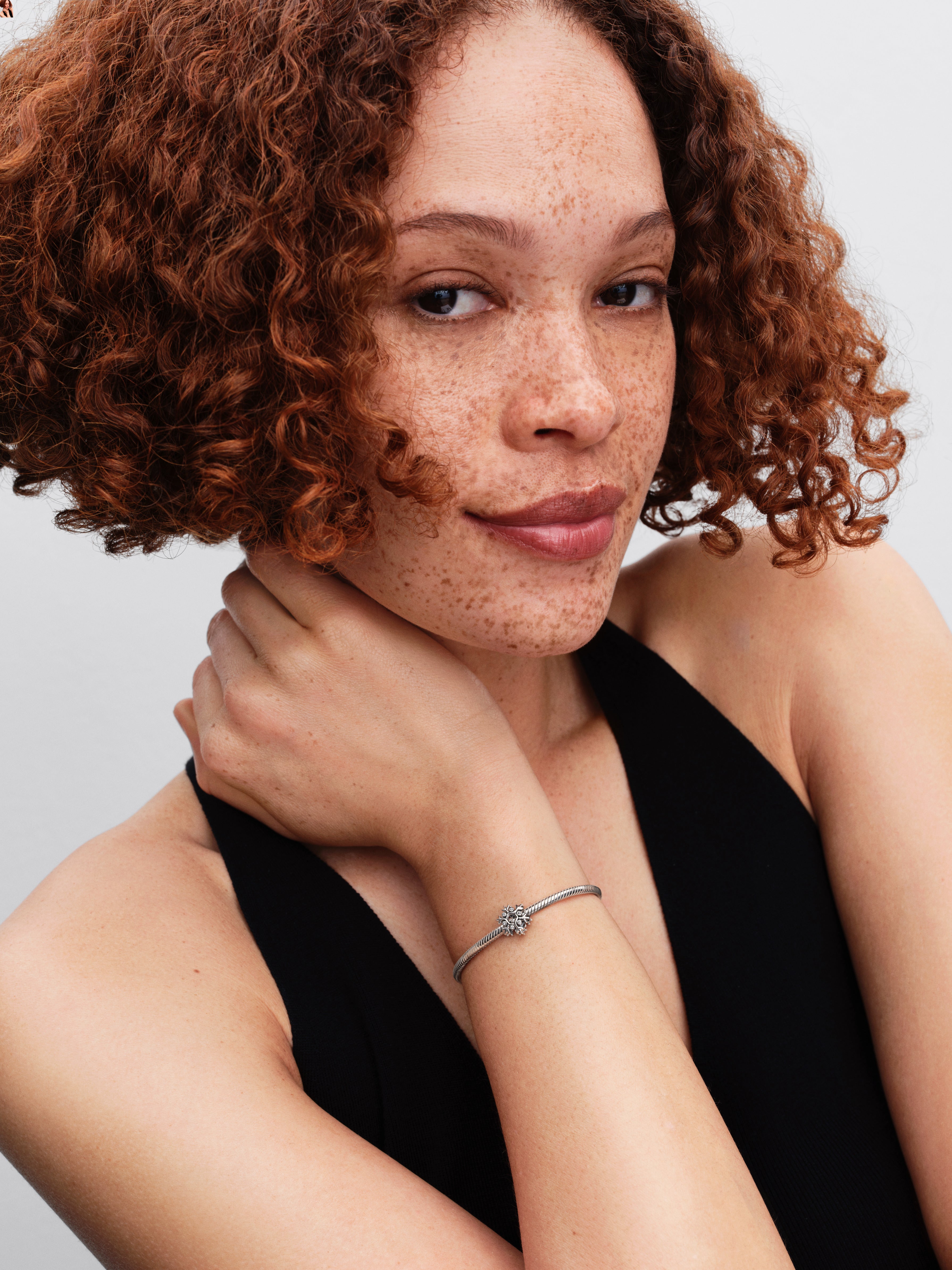 Snowflake Sterling Silver Charm With Clear Cubic Zirconia