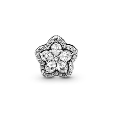 Snowflake Sterling Silver Charm With Clear Cubic Zirconia