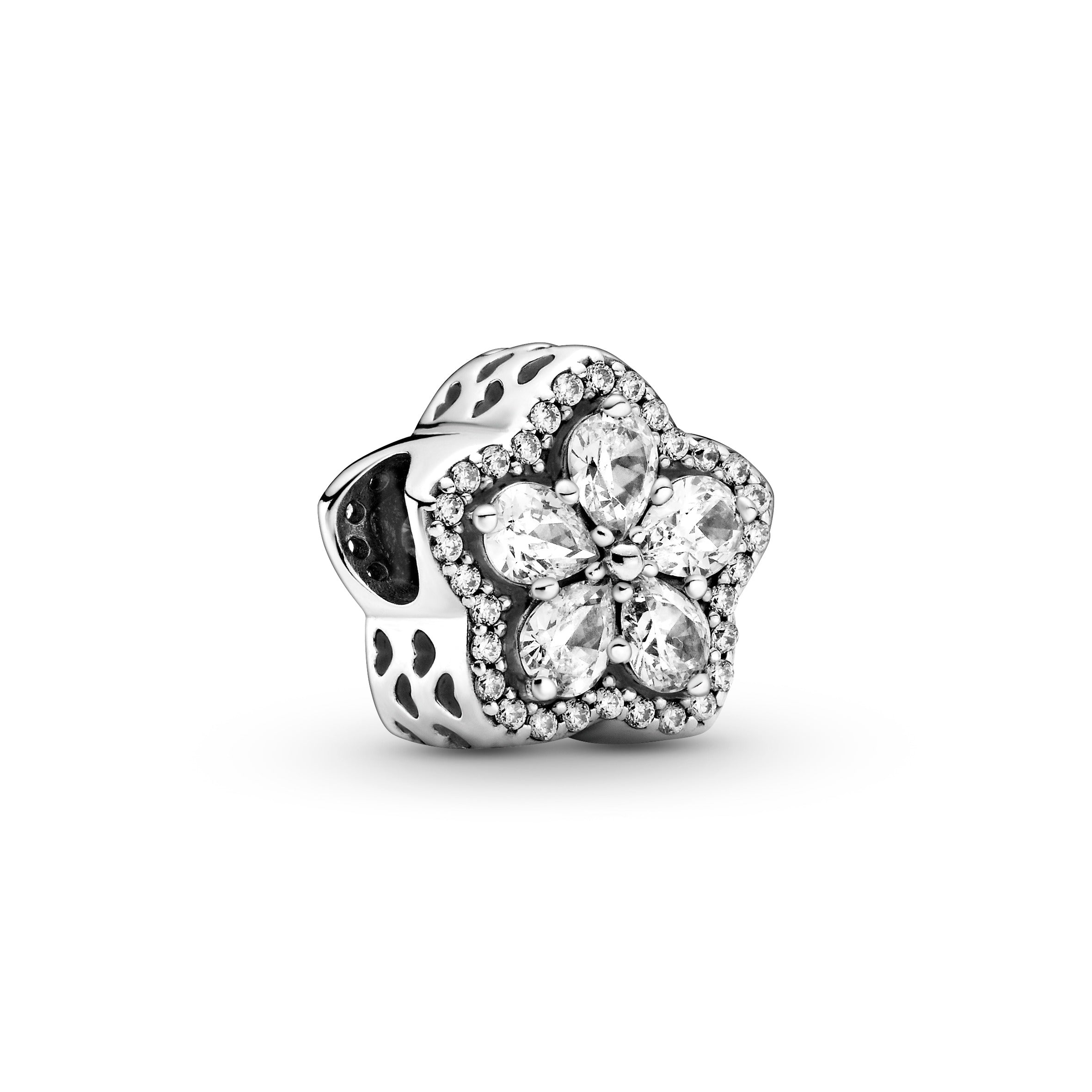 Snowflake Sterling Silver Charm With Clear Cubic Zirconia