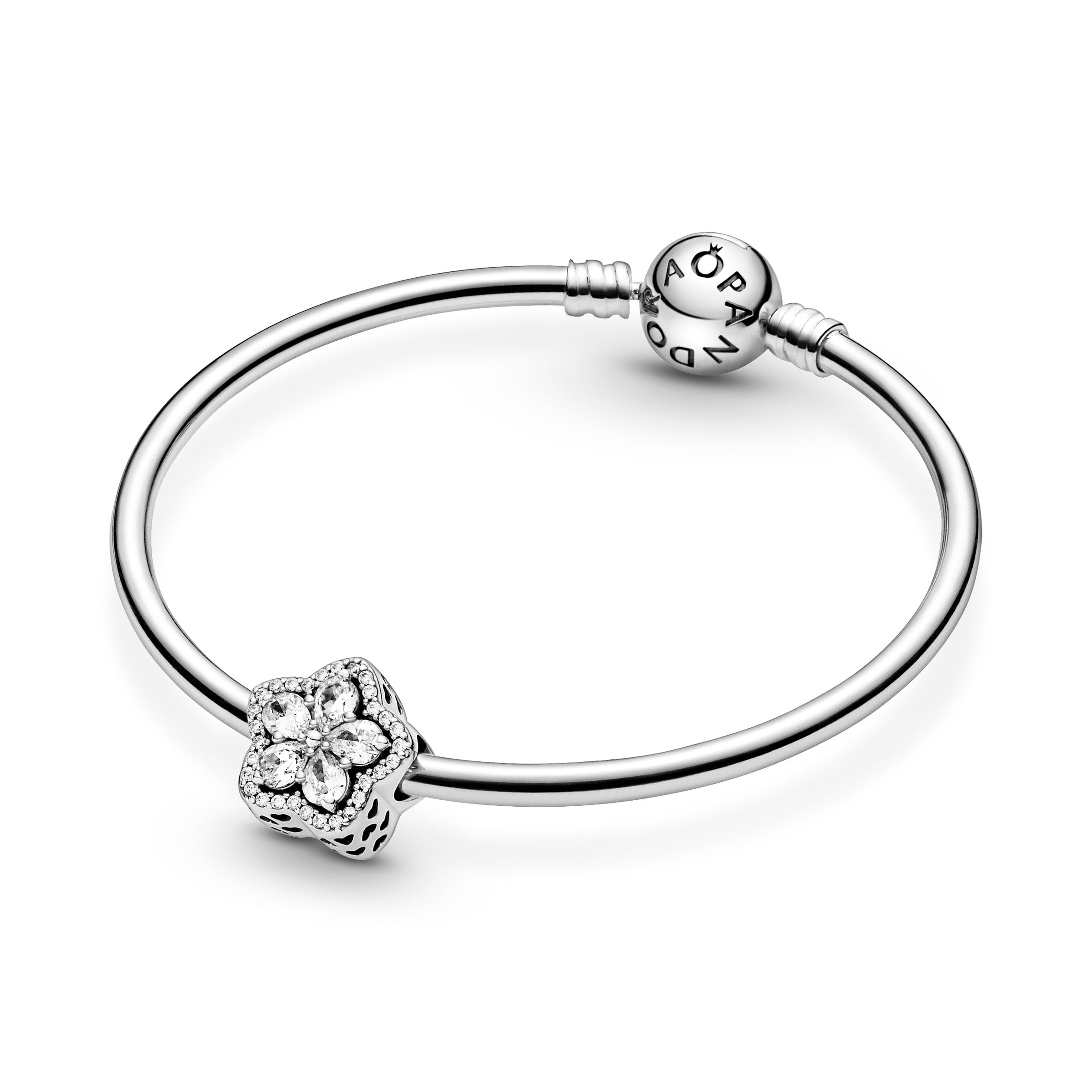 Snowflake Sterling Silver Charm With Clear Cubic Zirconia