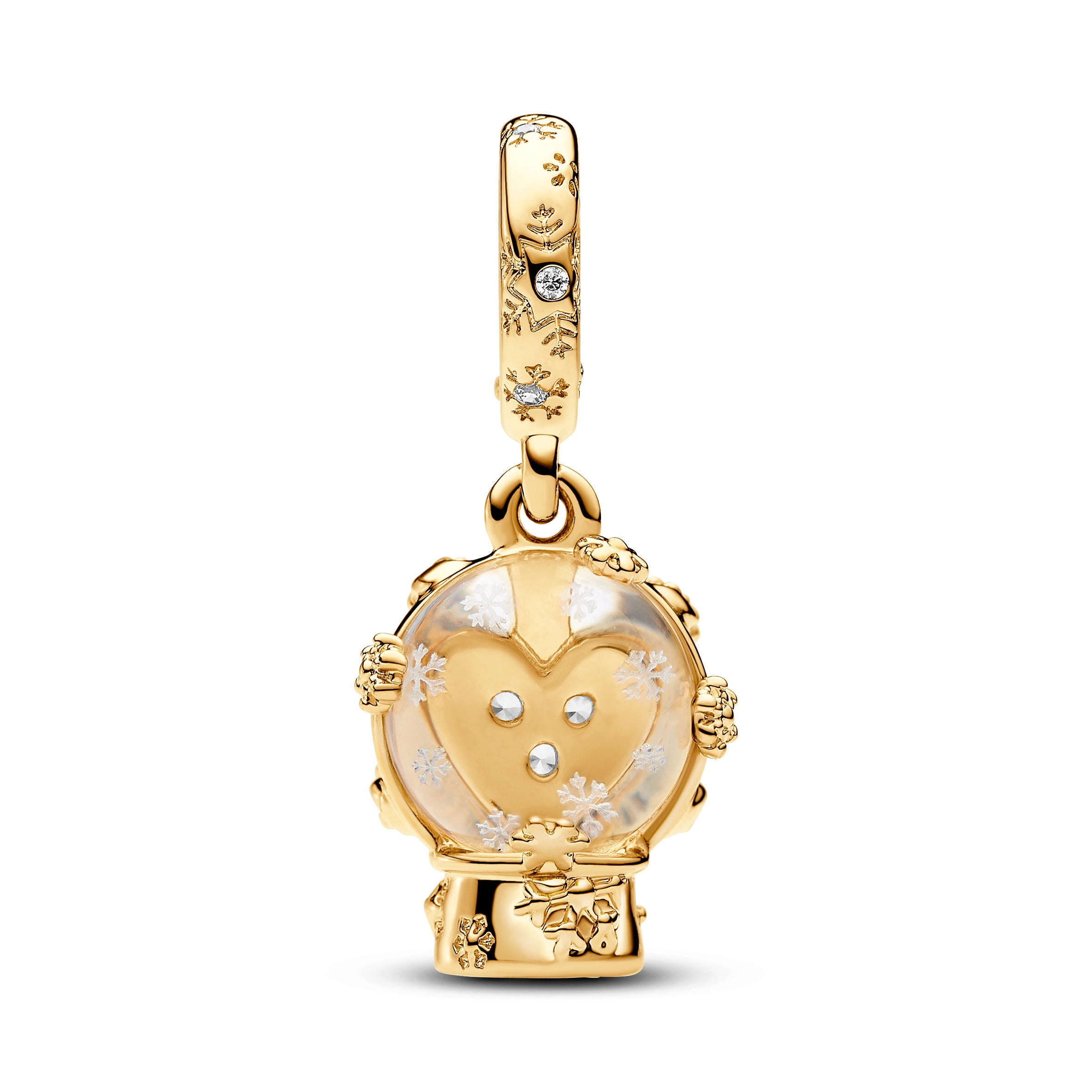 Snow Globe 14K Gold-Plated Dangle With Clear Cubic Zirconia And Transparent Murano Glass