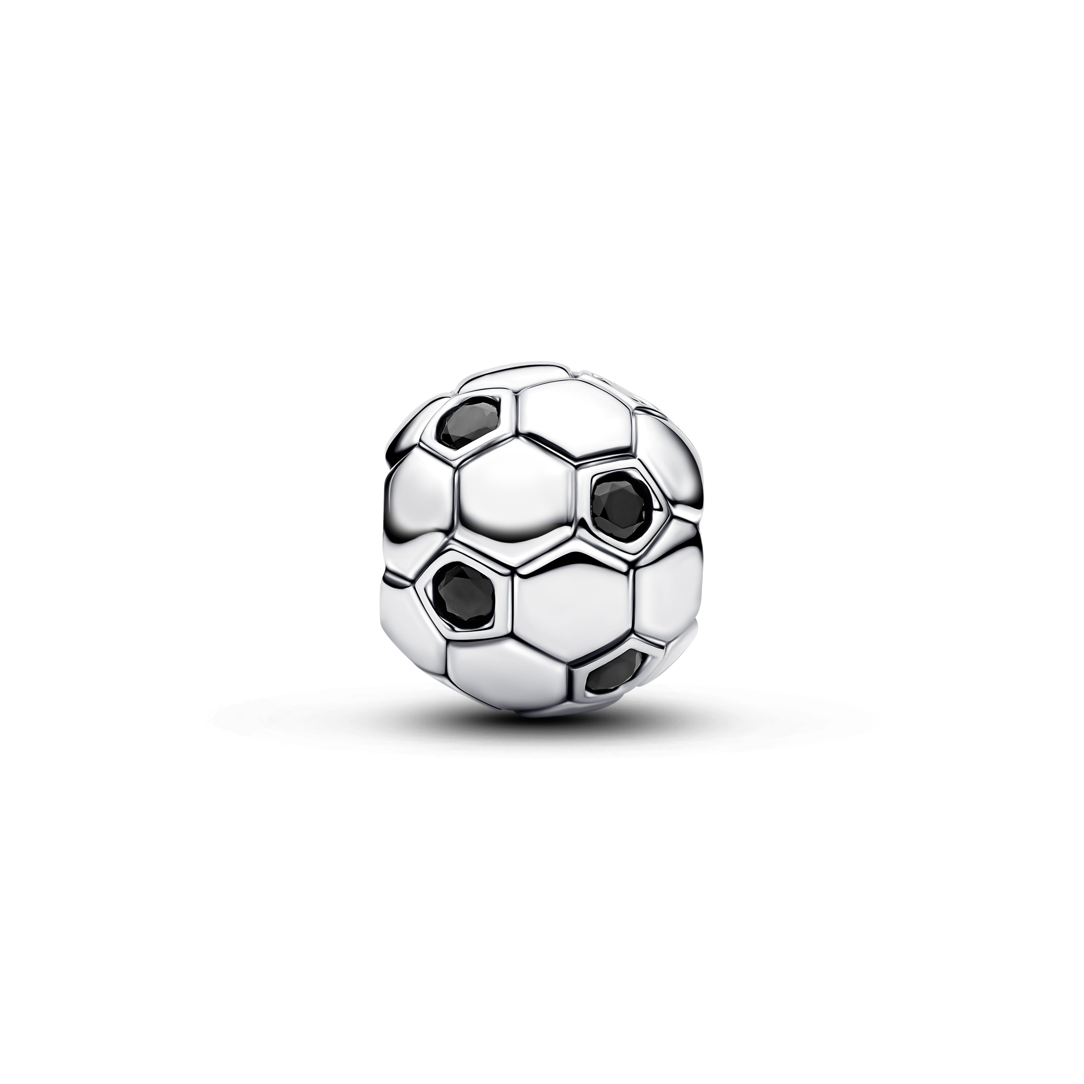 Soccer Ball Sterling Silver Charm With Black Crystal