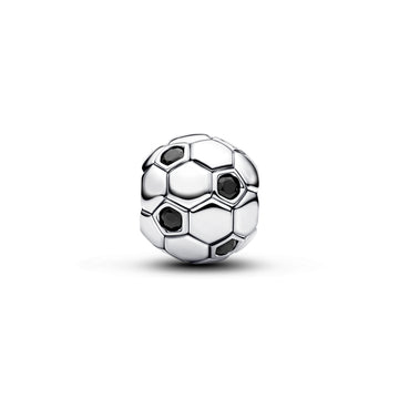 Soccer Ball Sterling Silver Charm With Black Crystal