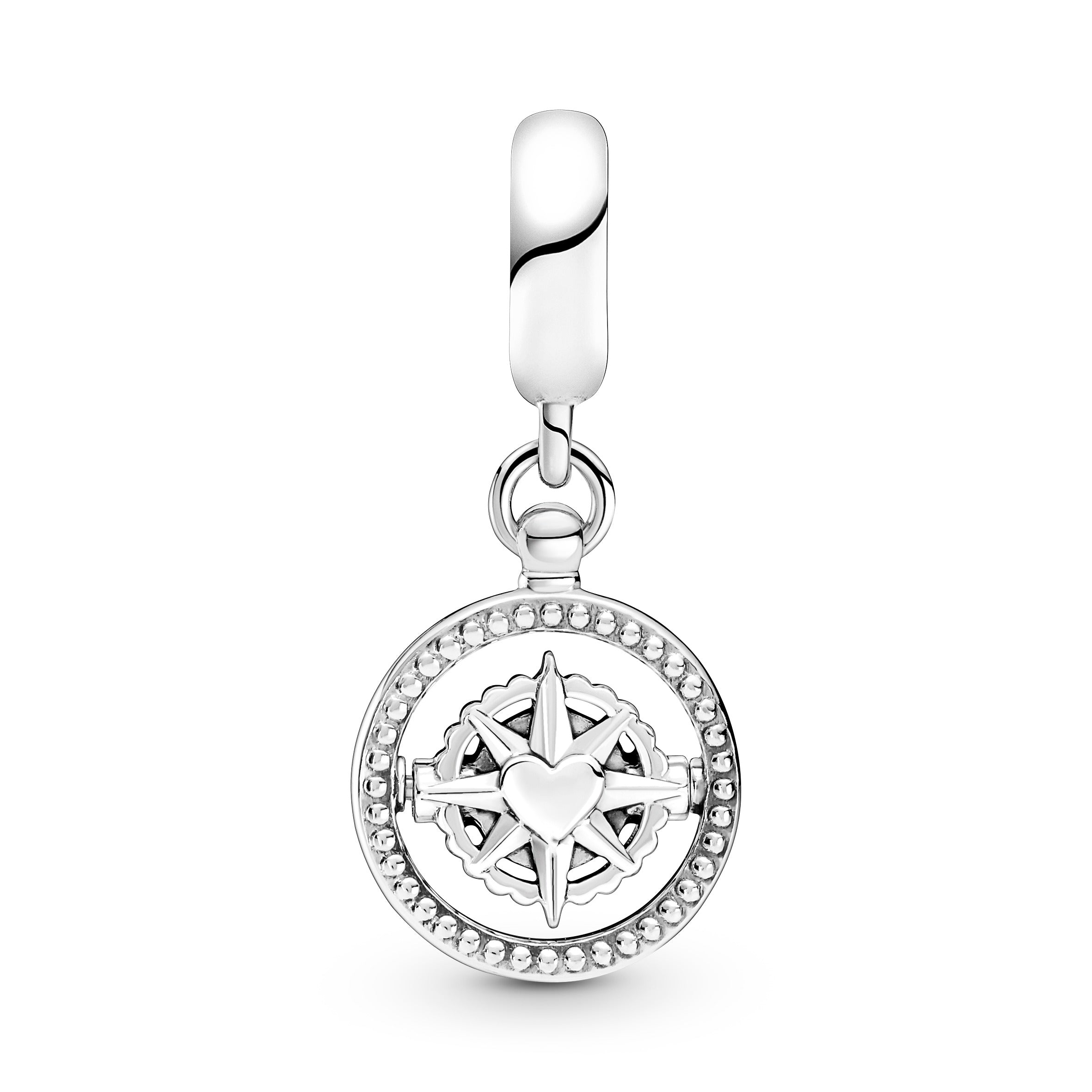 Spinning Compass Sterling Silver Dangle With True Blue Crystal