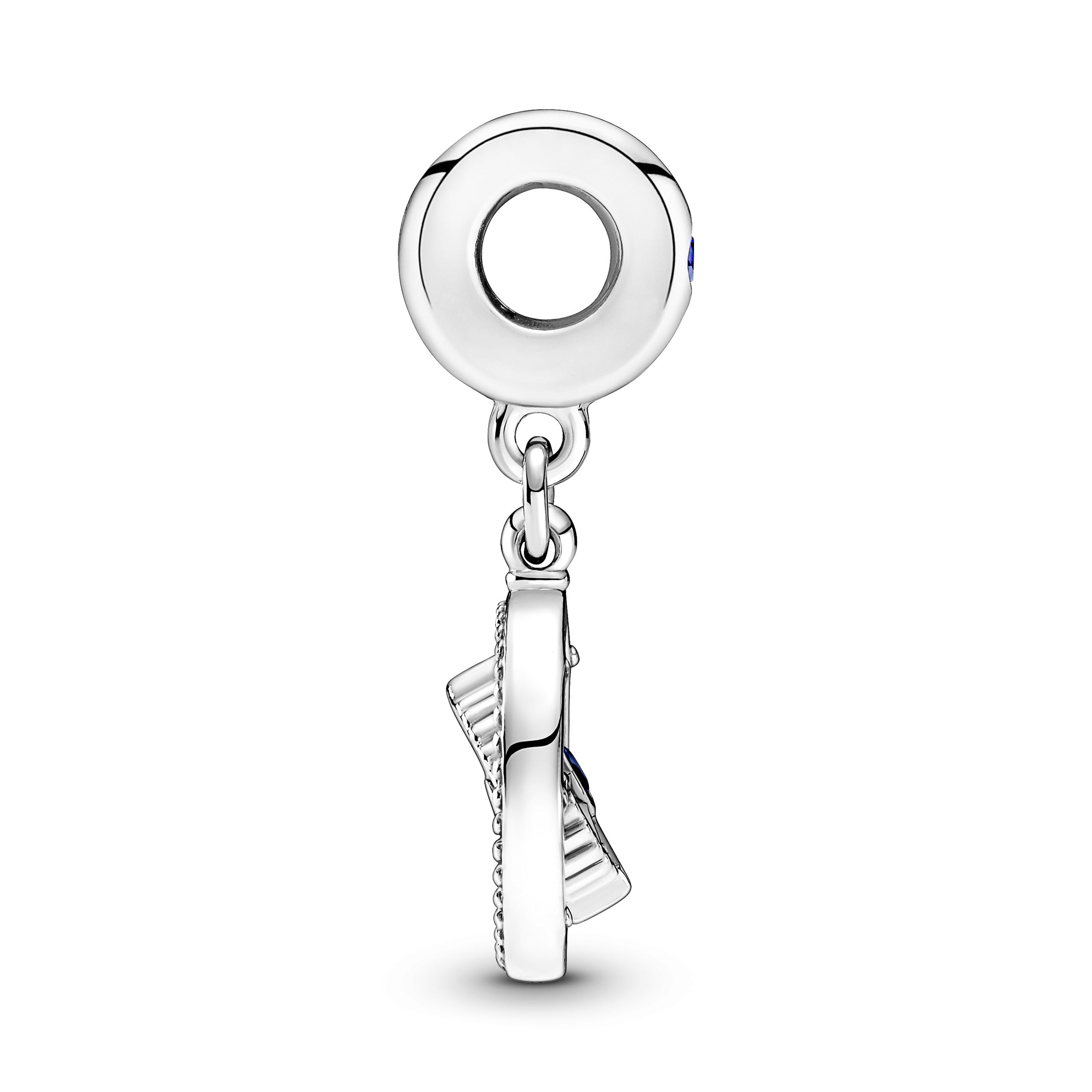 Spinning Compass Sterling Silver Dangle With True Blue Crystal