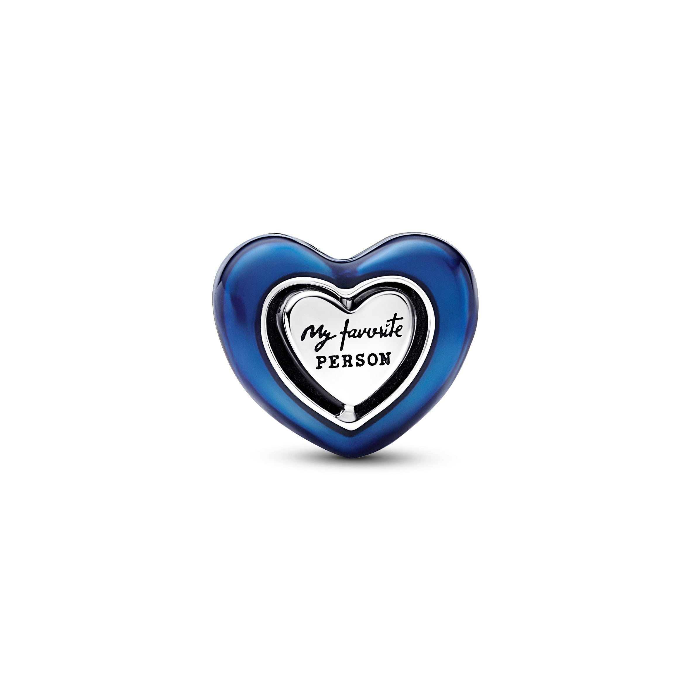 Spinning Heart Sterling Silver Charm With Night Blue Crystal And Transparent Blue Enamel