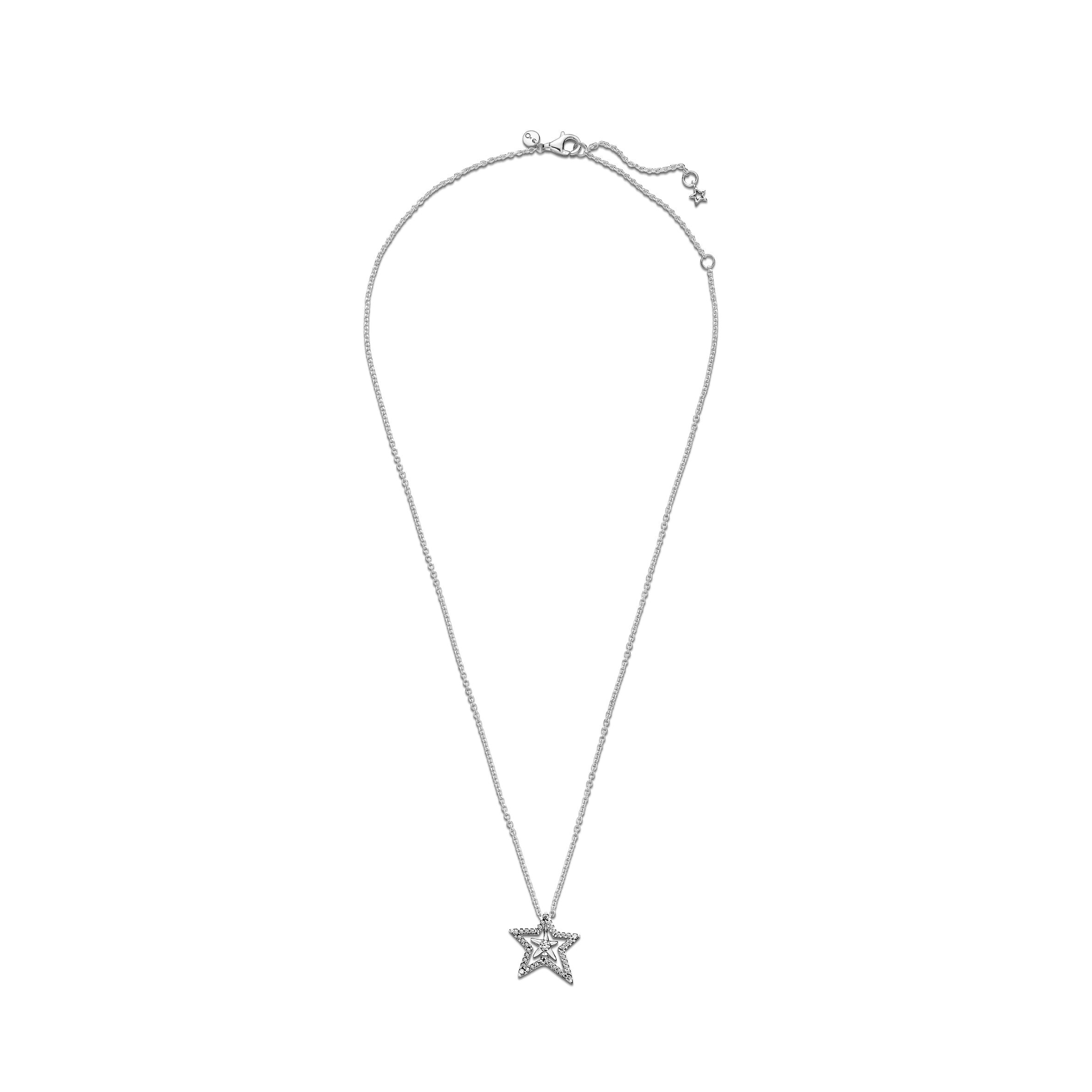 Spinning Star Sterling Silver Collier With Clear Cubic Zirconia