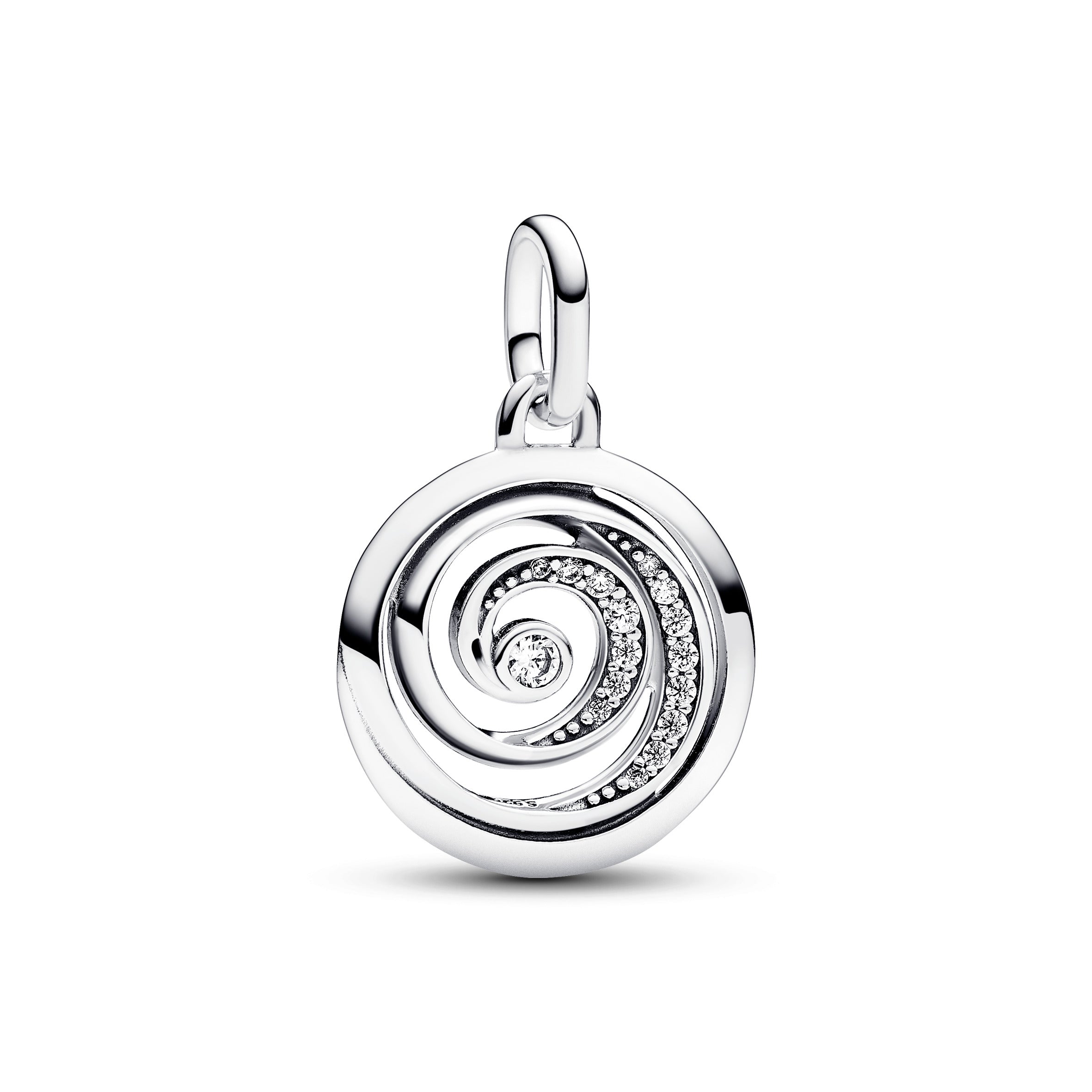 Spiral Sterling Silver Medallion With Clear Cubic Zirconia