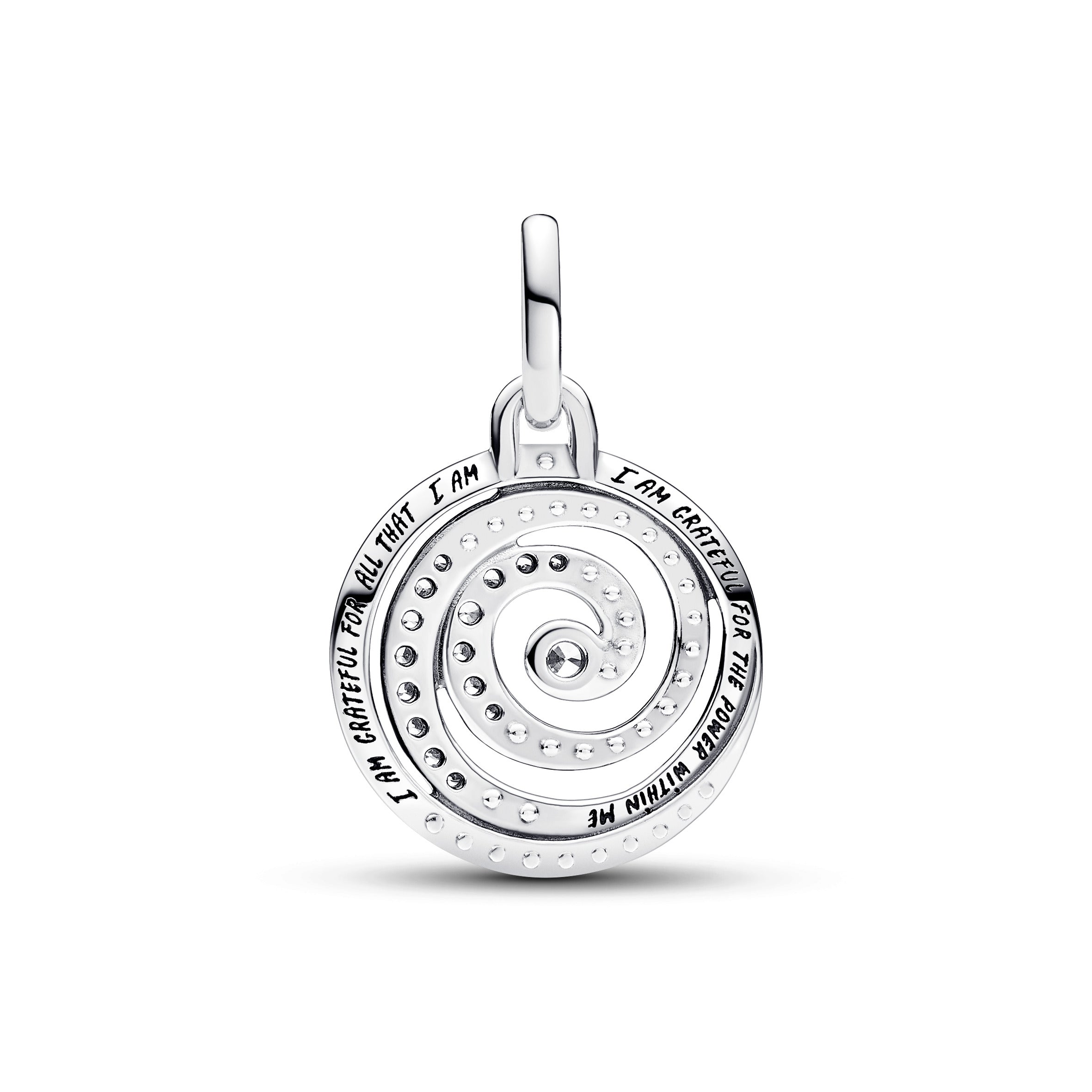 Spiral Sterling Silver Medallion With Clear Cubic Zirconia