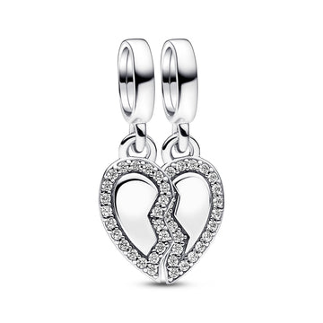 Splittable Heart Sterling Silver Dangle With Clear Cubic Zirconia