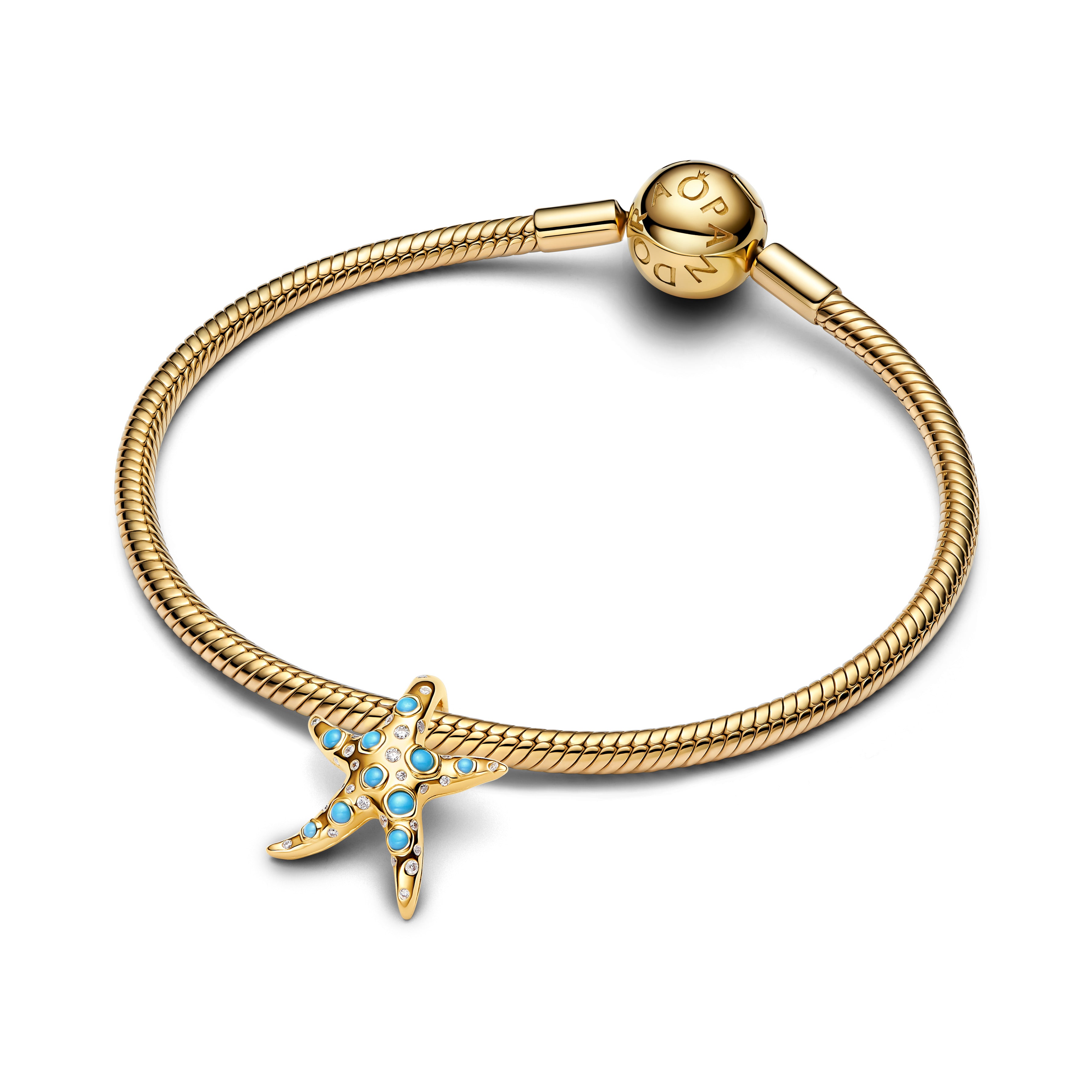 Starfish 14K Gold-Plated Dangle With Clear Cubic Zirconia And Capri Blue Crystal